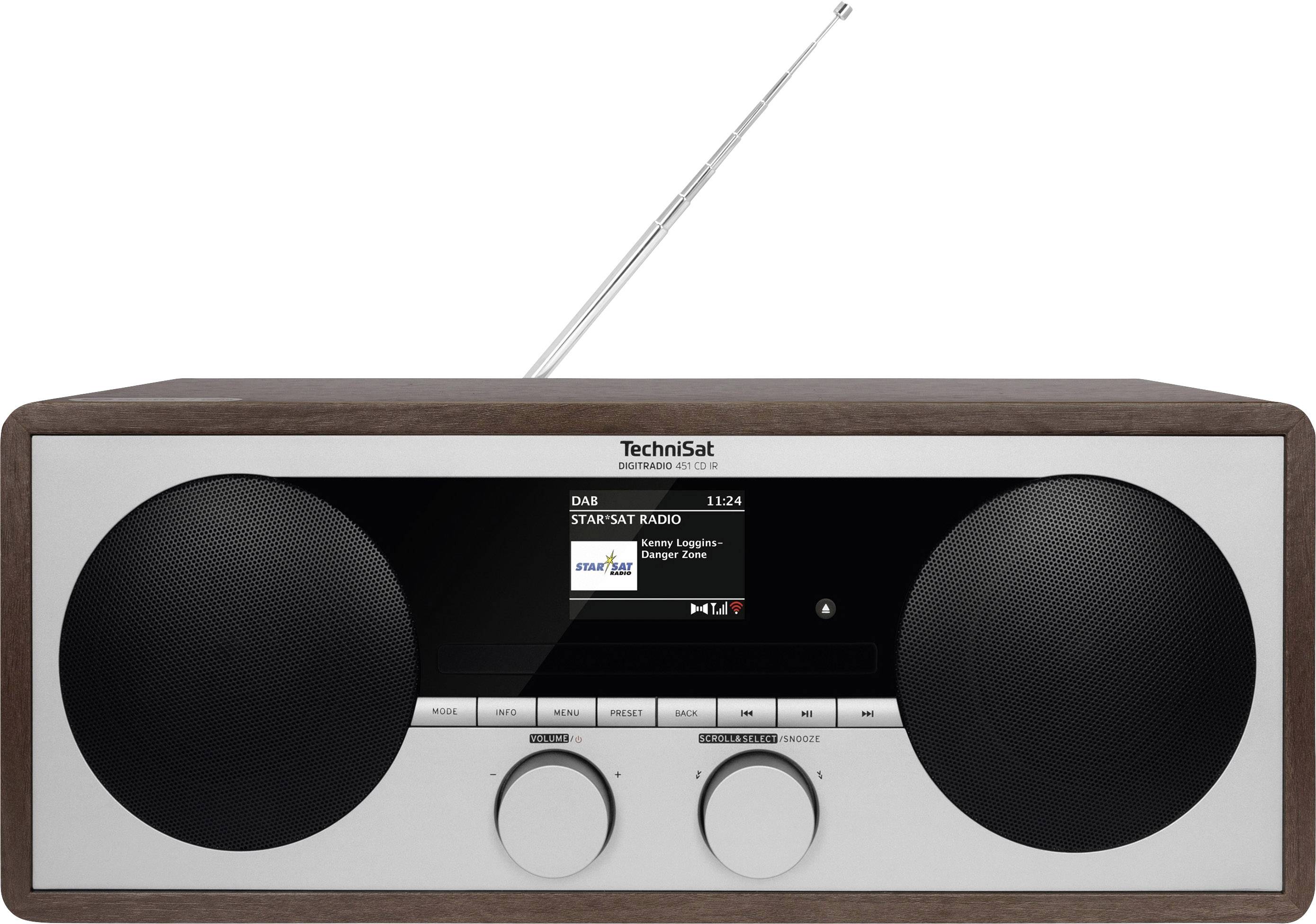 TechniSat DIGITRADIO 451 CD IR Internet Tischradio Internet, DAB+, UKW AUX, Bluetooth®, USB, WLAN, Internetradio Inkl. Fernbedienung, Spotify Holz