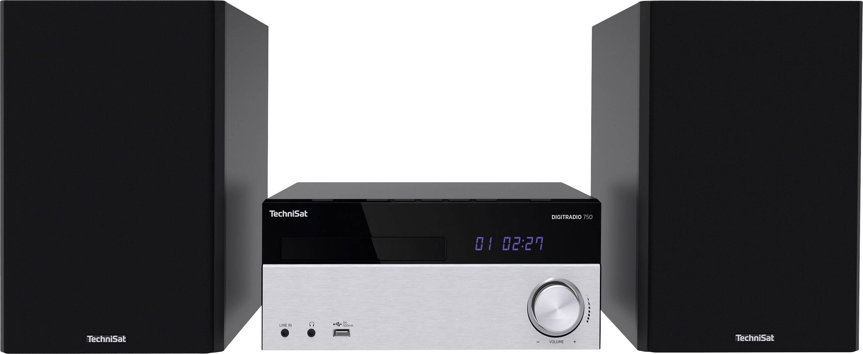 TechniSat DIGITRADIO 750 Stereoanlage AUX, Bluetooth®, CD, DAB+, UKW, USB, Inkl. Fernbedienung, Inkl. Lautsprecherbox, Spotify 2 x 50