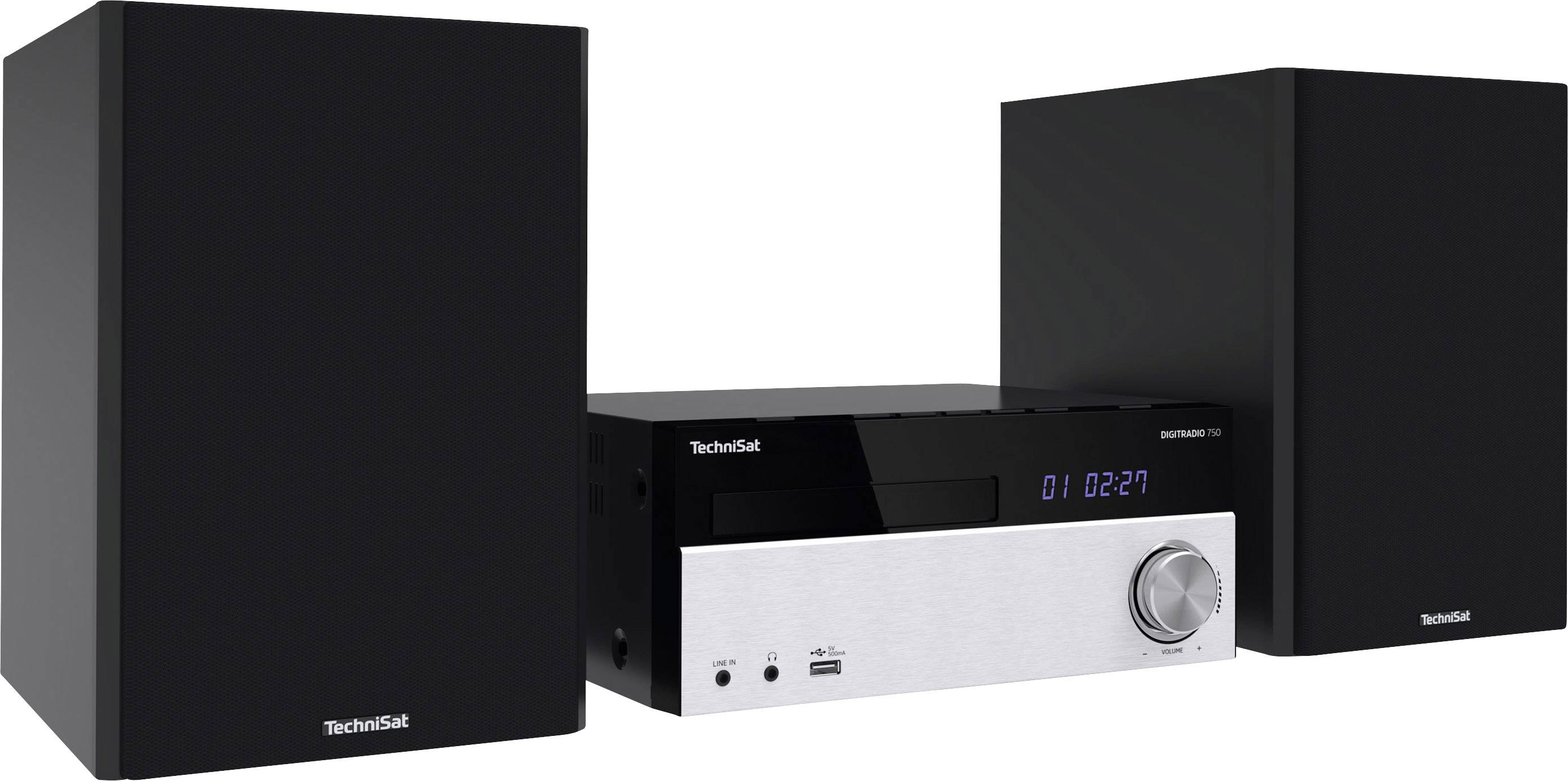 TechniSat DIGITRADIO 750 Stereoanlage AUX, Bluetooth®, CD, DAB+, UKW, USB, Inkl. Fernbedienung, Inkl. Lautsprecherbox, Spotify 2 x 50