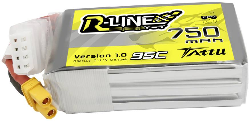 Lithium-Polymer-Akku 'R-Line' mit 750 mAh und 95C, geeignet für Modellbau. Enthält XT30-Anschluss und Balance-Stecker.
