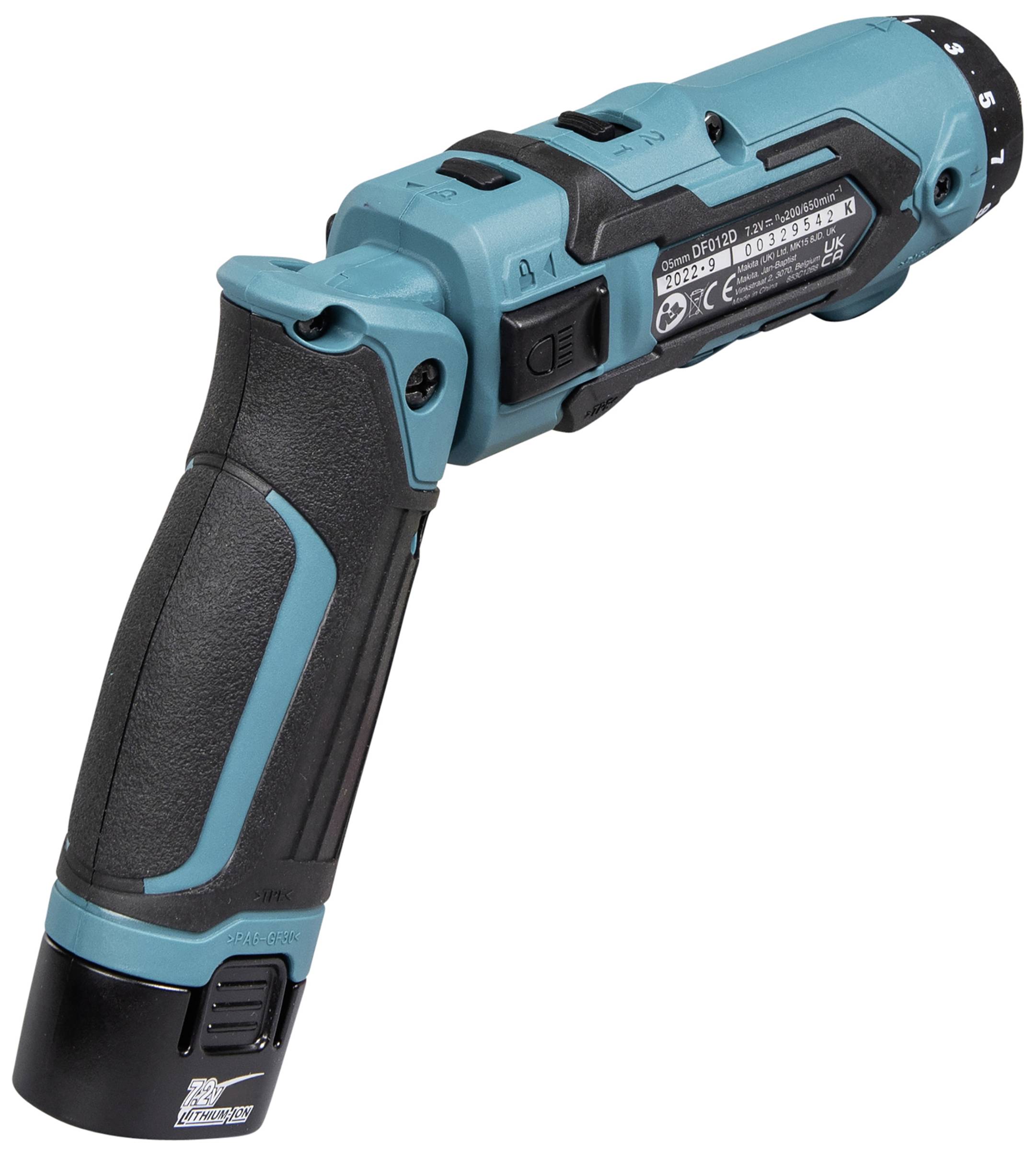 Kabelloser, blau-schwarzer Akkuschrauber mit ergonomischem Griff und Drehzahlregelung, ideal für Heimwerkerprojekte.
