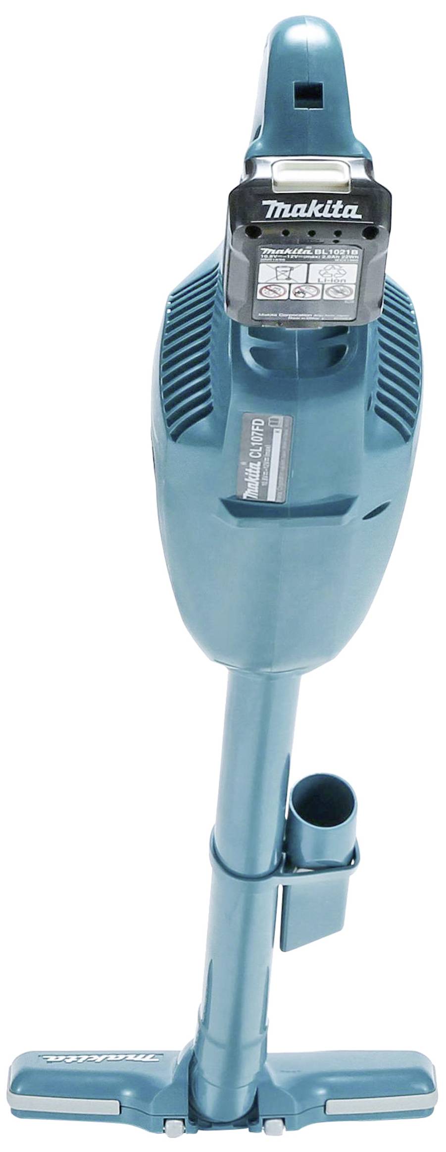 Ein handlicher, kabelloser Stabstaubsauger in Blau. Er eignet sich ideal zum schnellen Reinigen kleiner Flächen.