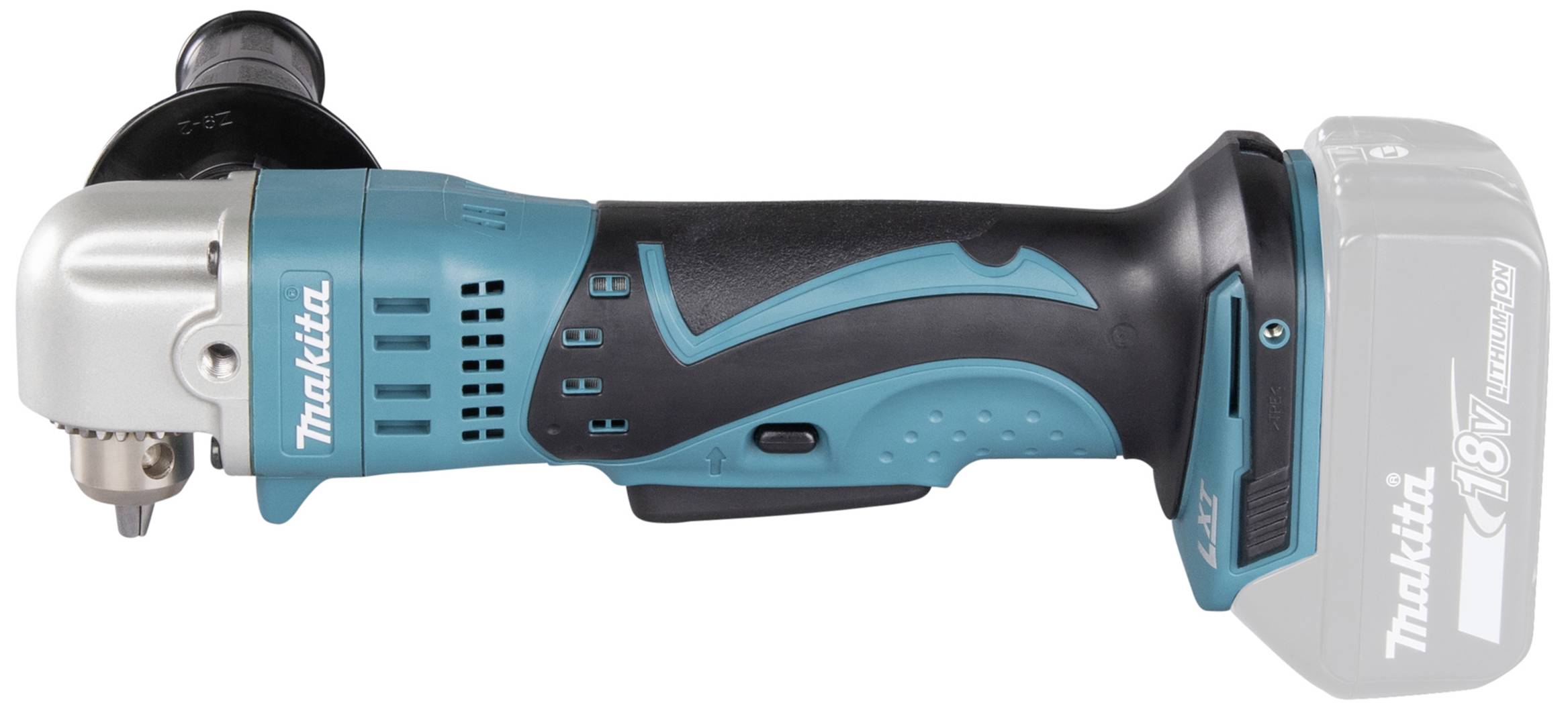 Ein blauer, kabelloser Makita Akkuschrauber mit ergonomischem Griff und 18V Lithium-Ionen-Akku, für Heimwerkerarbeiten.