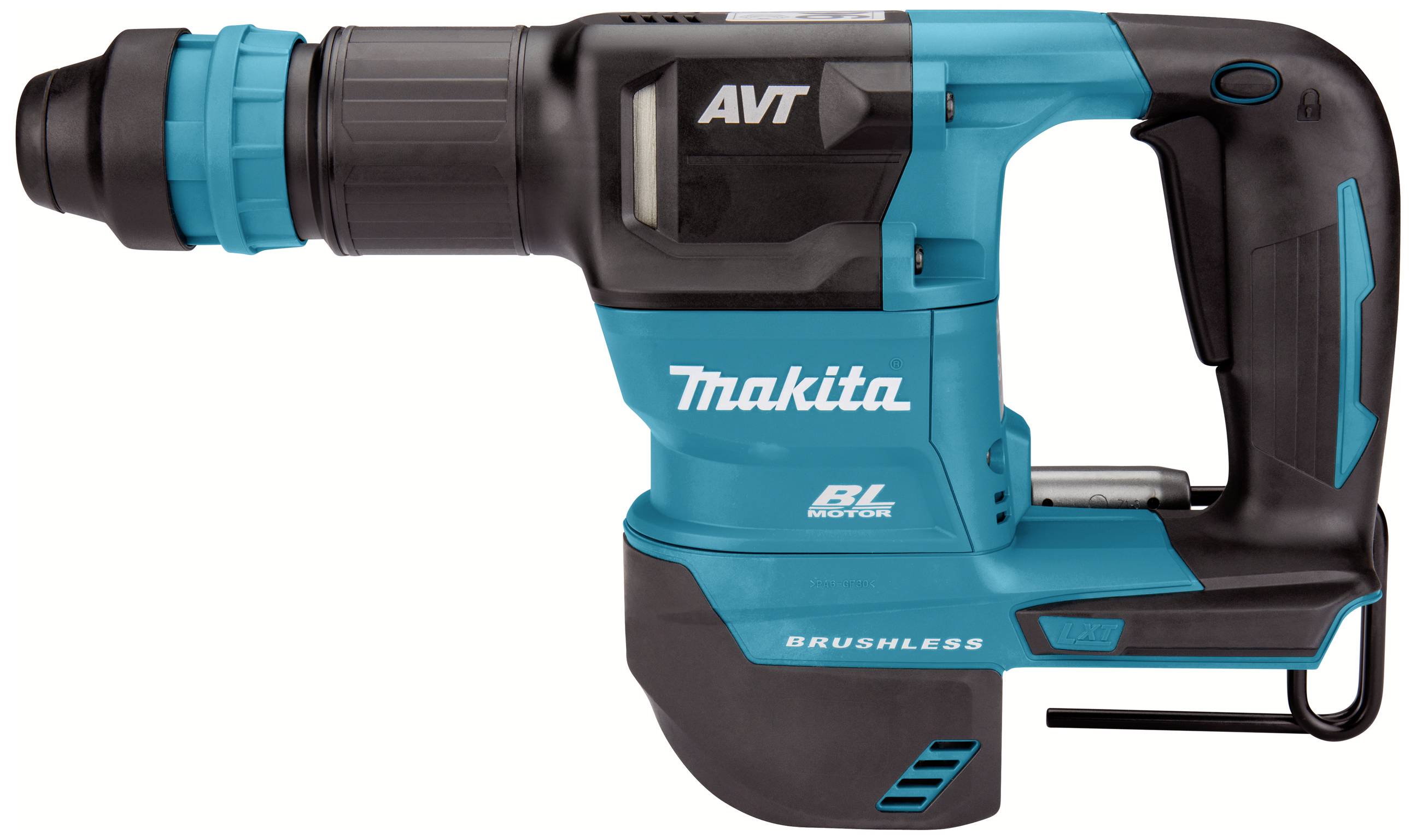 Akkubohrhammer, Makita-Marke, in Blau und Schwarz. Werkzeug mit ergonomischem Griff, geeignet für anspruchsvolle Bohrarbeiten.