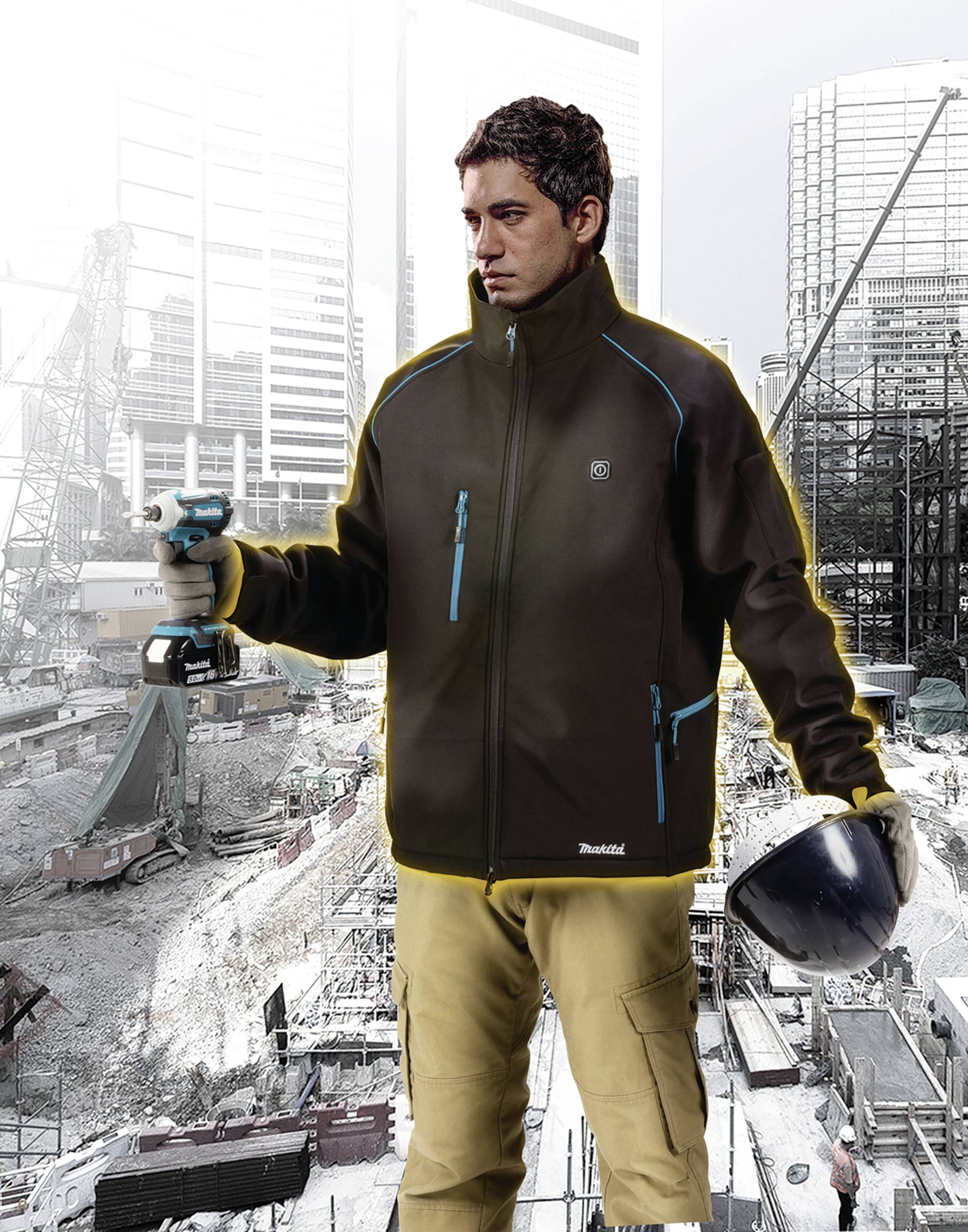 Makita DCJ205ZL Akku-Thermojacke Gr.L Kleider-Größe: L Schwarz