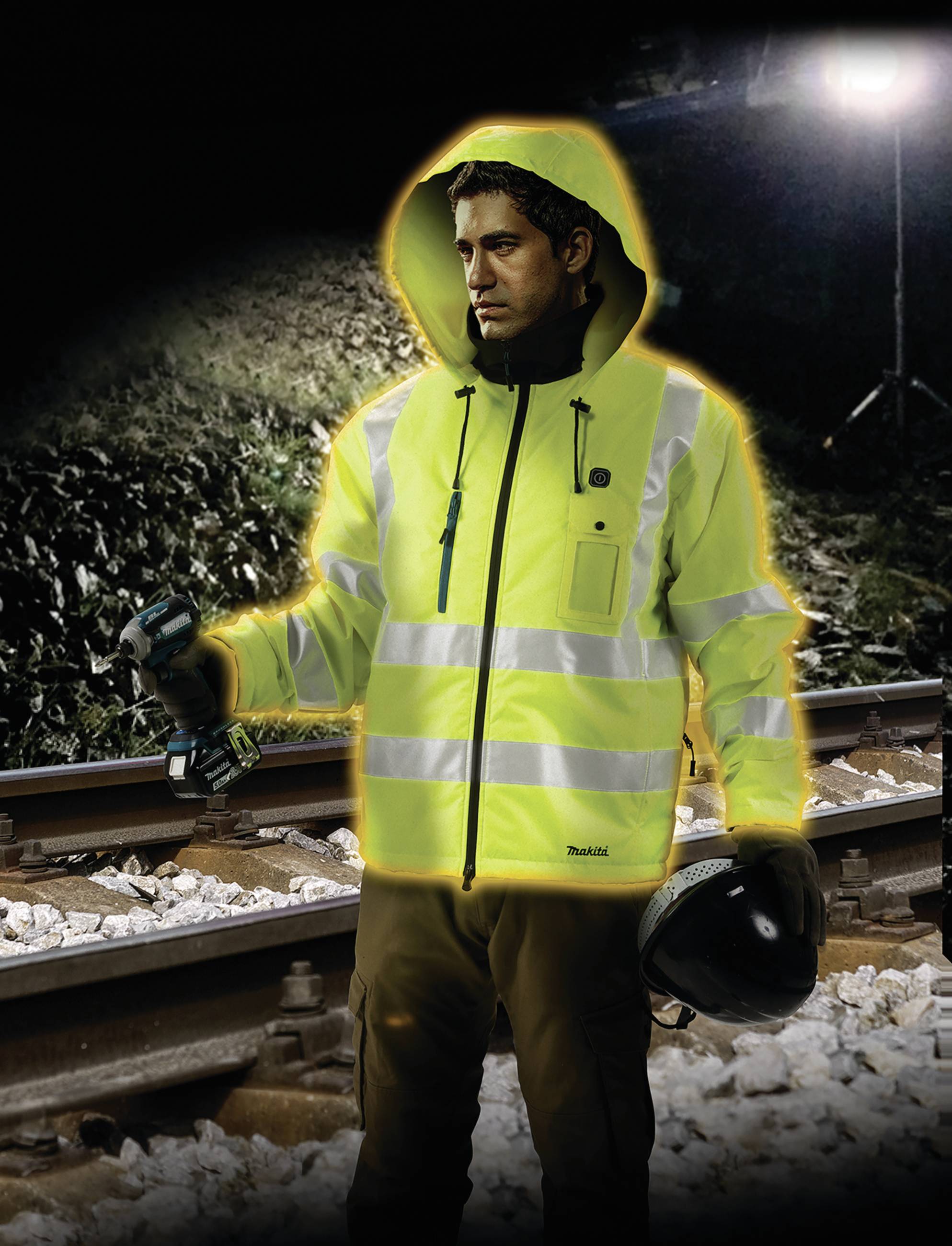 Makita DCJ206ZS Akku-Thermojacke Gelb Gr.S Kleider-Größe: S Neongelb