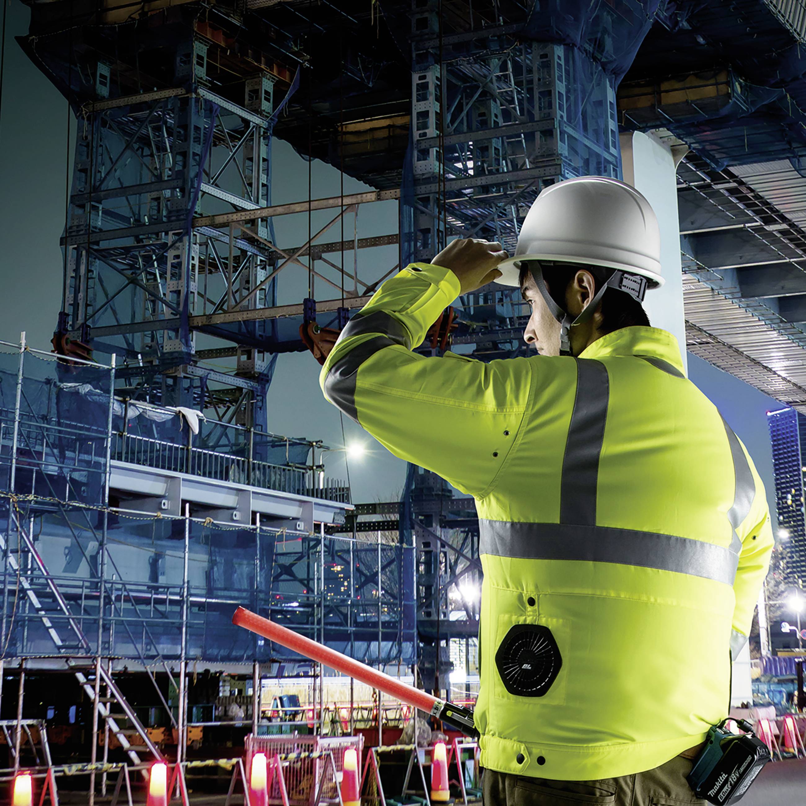 Makita DFJ214ZXL Akku-Klimajacke Gr.XL Kleider-Größe: XL Neongelb