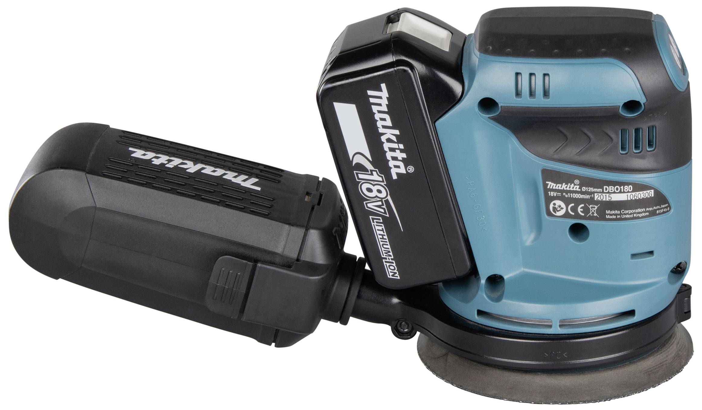 Makita DBO180RTJ Akku-Exzenterschleifer inkl. 2. Akku, inkl. Ladegerät 18V Ø 125mm