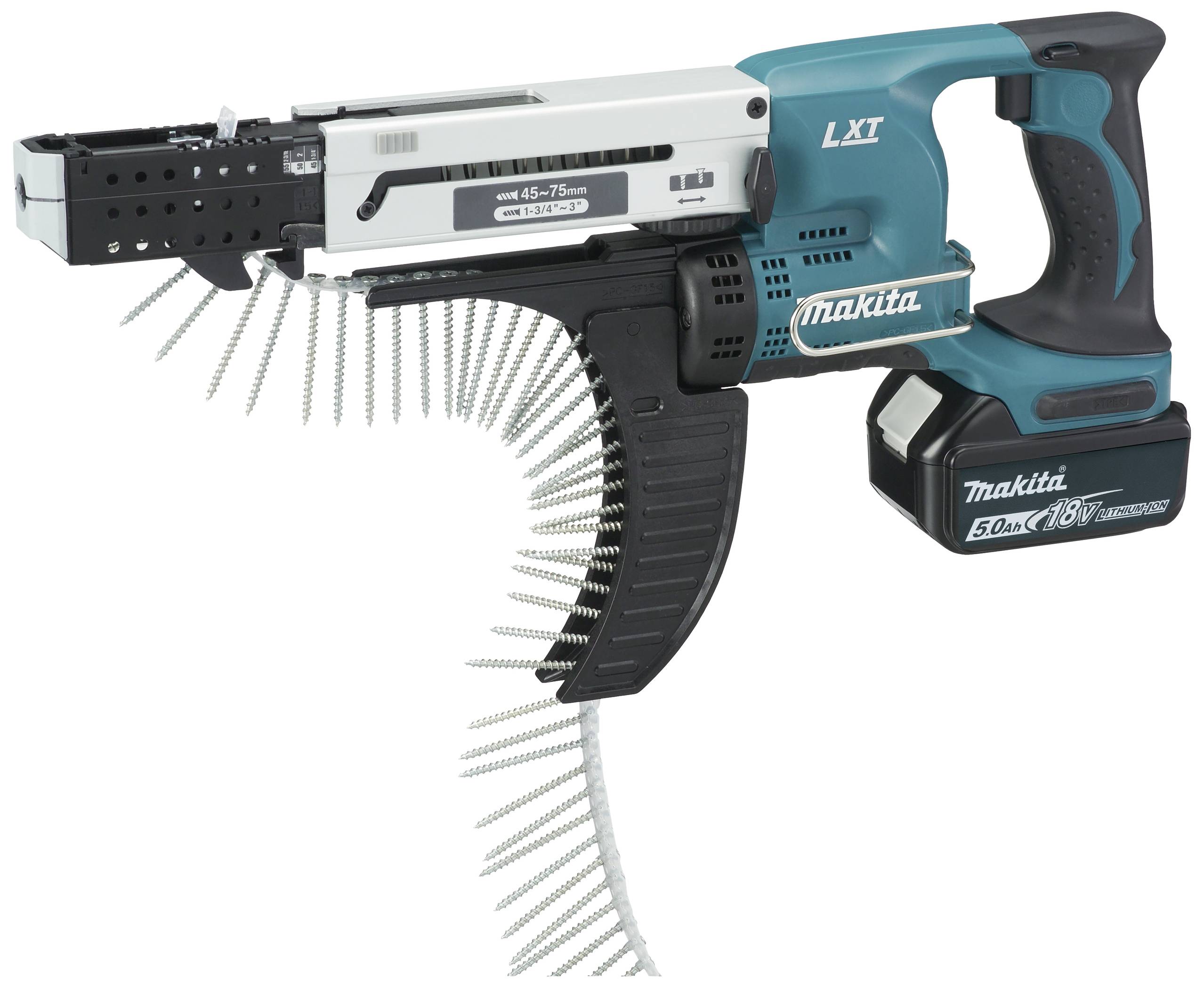 Makita DFR750RTE Akku-Magazinschrauber 18 V 5 Ah