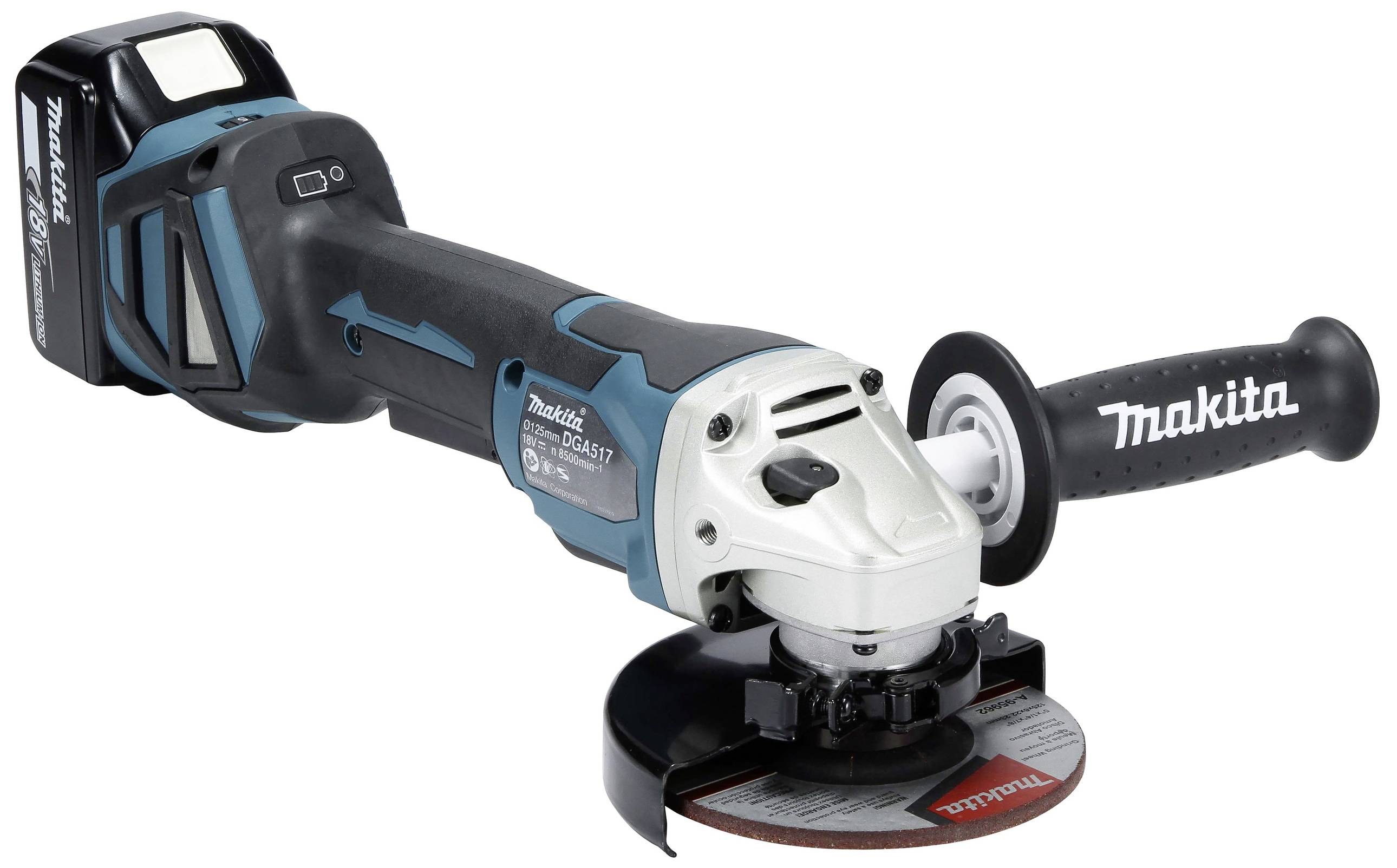 Makita DGA517RTJ Akku-Winkelschleifer 125mm inkl. 2. Akku, inkl. Ladegerät 18V 5Ah