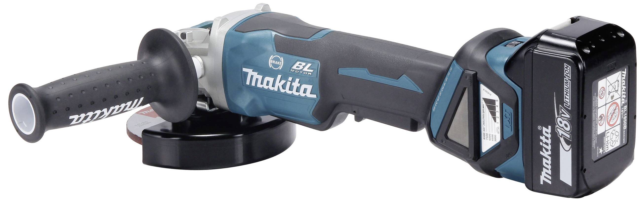 Makita DGA519RTJ Akku-Winkelschleifer 125mm inkl. 2. Akku, inkl. Ladegerät 18V 5Ah