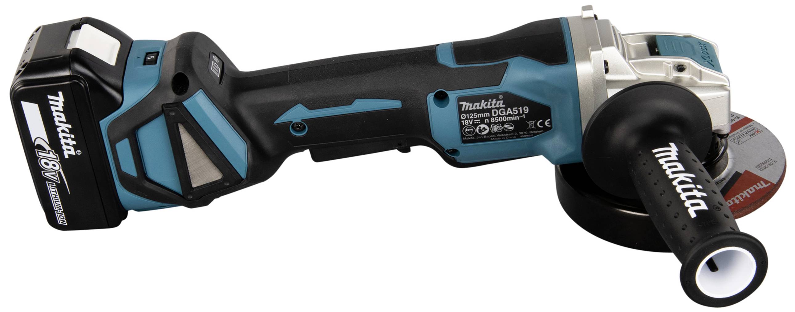 Makita DGA519RTJ Akku-Winkelschleifer 125mm inkl. 2. Akku, inkl. Ladegerät 18V 5Ah