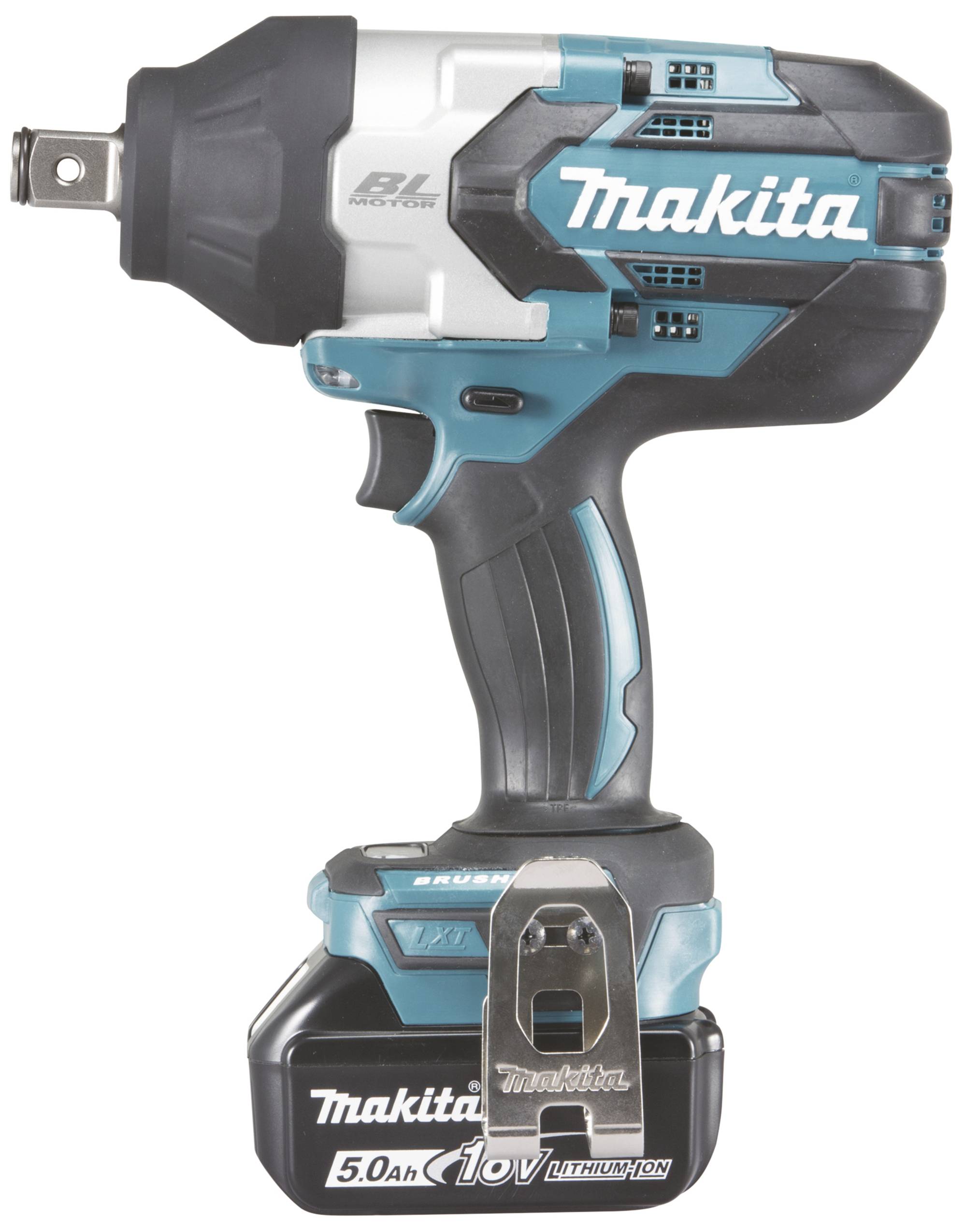 Akkuschrauber, blau-schwarz, mit Makita-Logo, 18V Lithium-Ionen-Akku und ergonomischem Griff, für Schraub- und Bohrarbeiten.