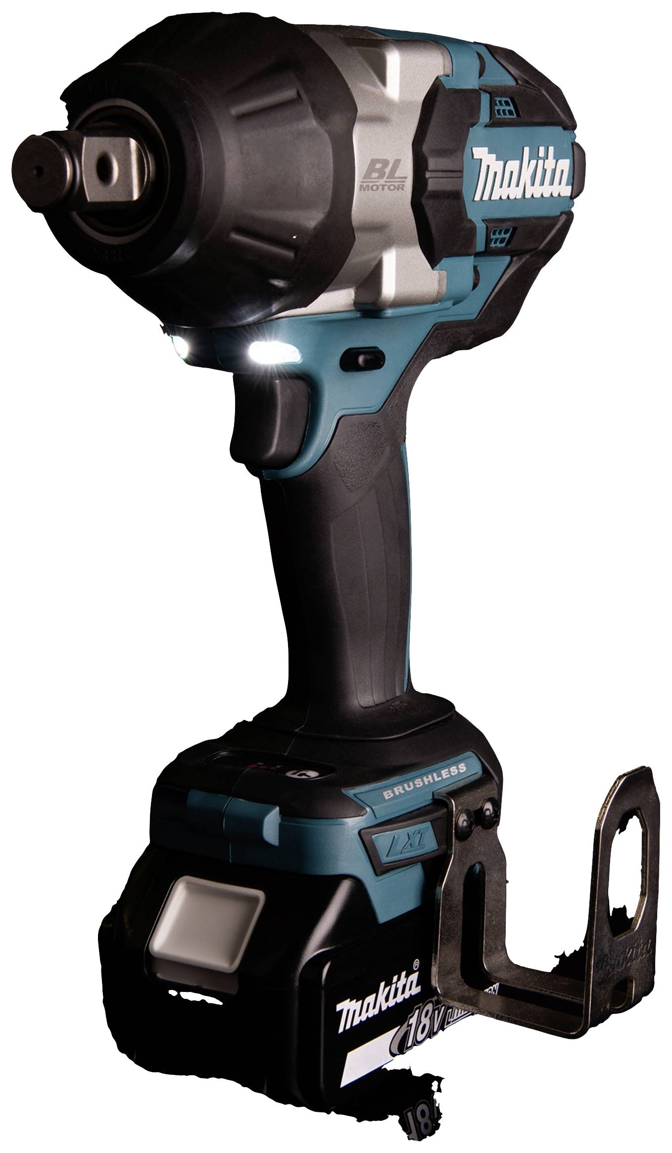 Akkuschlagschrauber von Makita, schwarz-blau mit ergonomischem Griff und 18V-Batterieanzeige, geeignet für Bau- und Reparaturarbeiten.