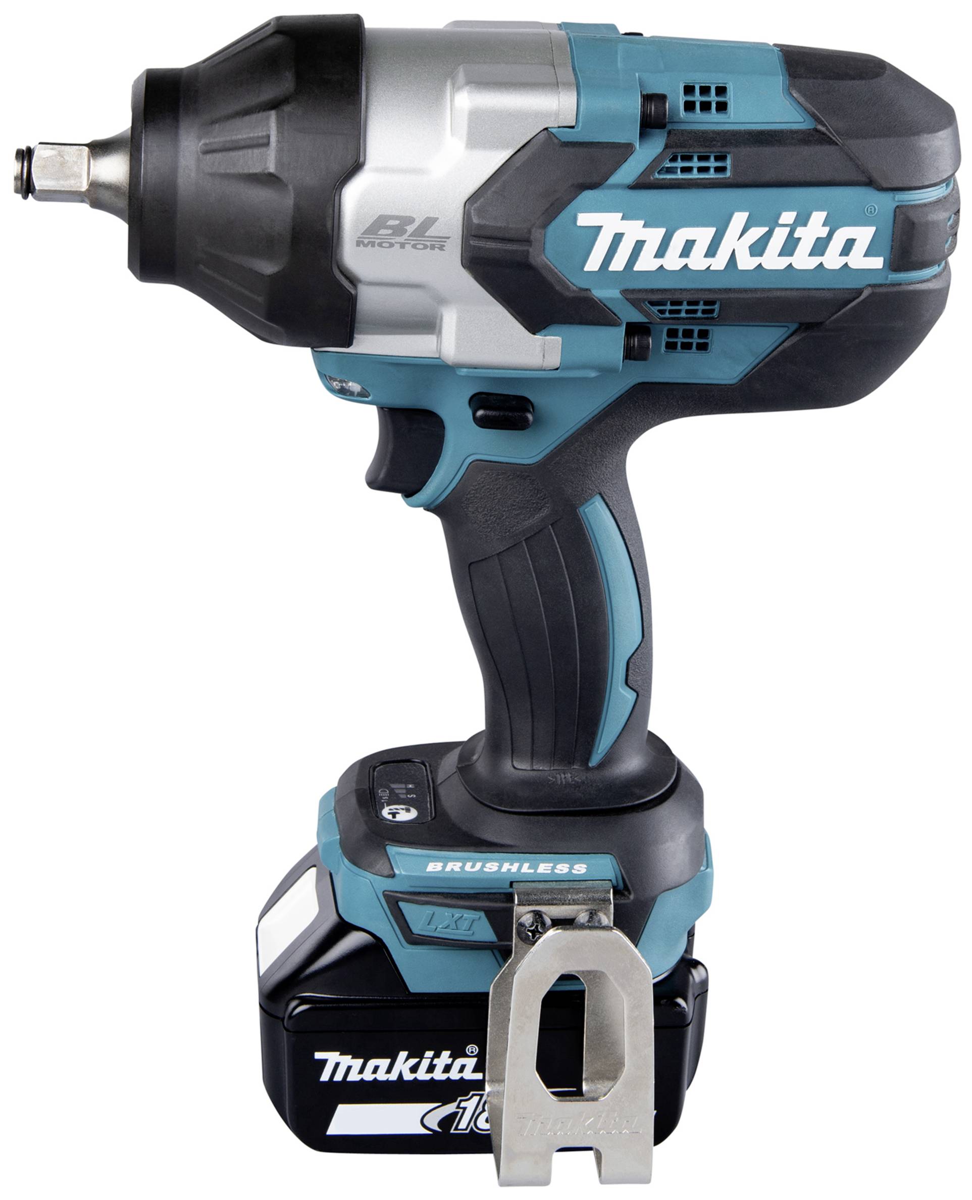 Akkuschlagschrauber der Marke Makita, mit blauem und schwarzem Gehäuse. Verfügt über einen rutschfesten Griff und kompakte Bauweise.