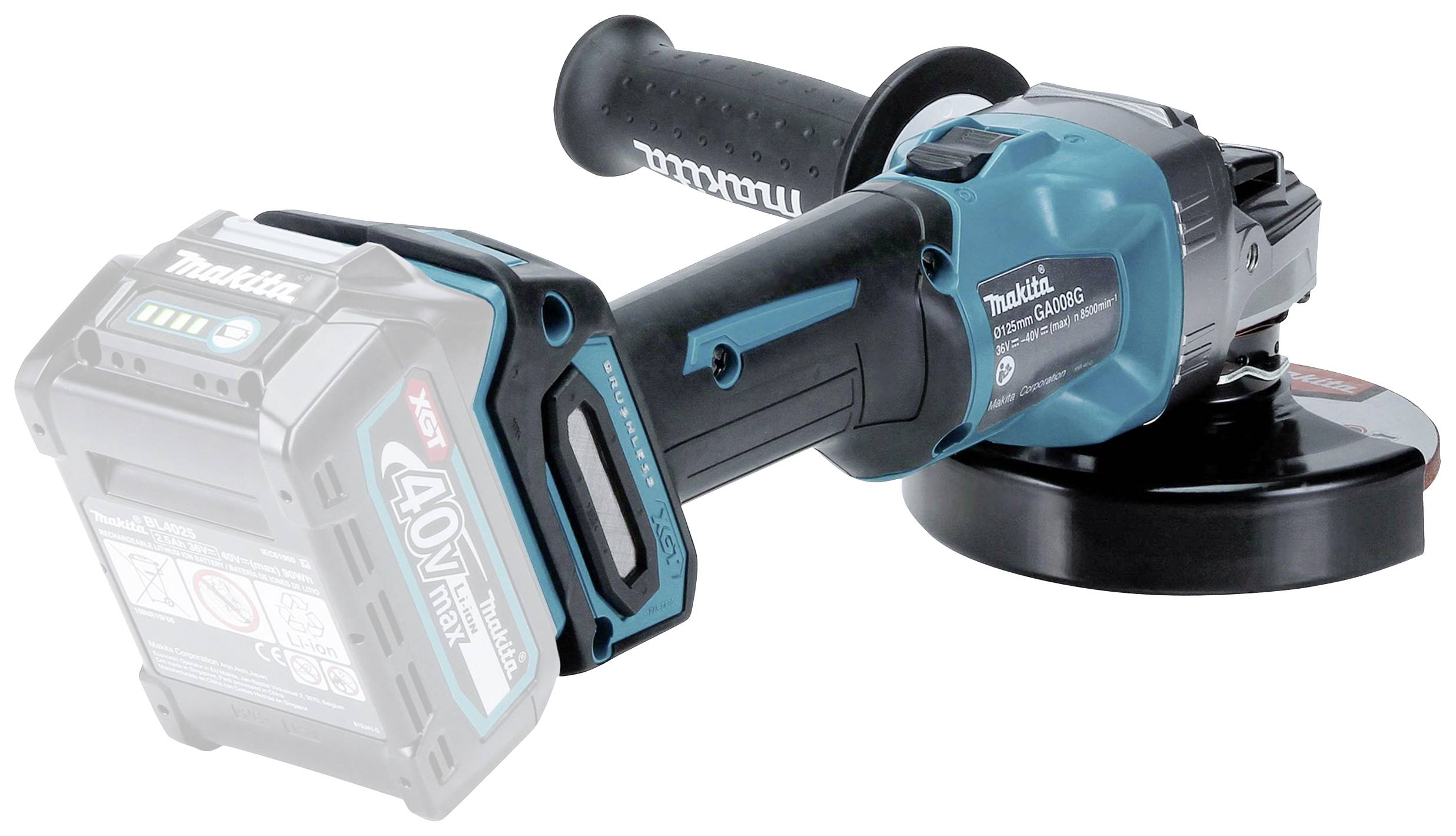 Makita GA008GZ Akku-Winkelschleifer 125 mm ohne Akku, ohne Ladegerät 40 V