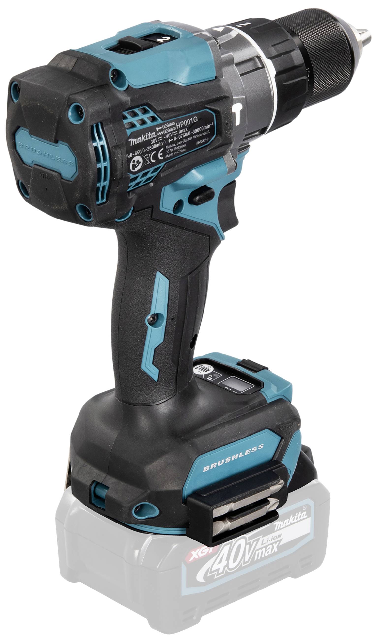 Akkubohrer mit rotem Griff, angetrieben durch einen robusten 40V-Akku. Kompaktes, ergonomisches Design, ideal für Heimwerkerprojekte.