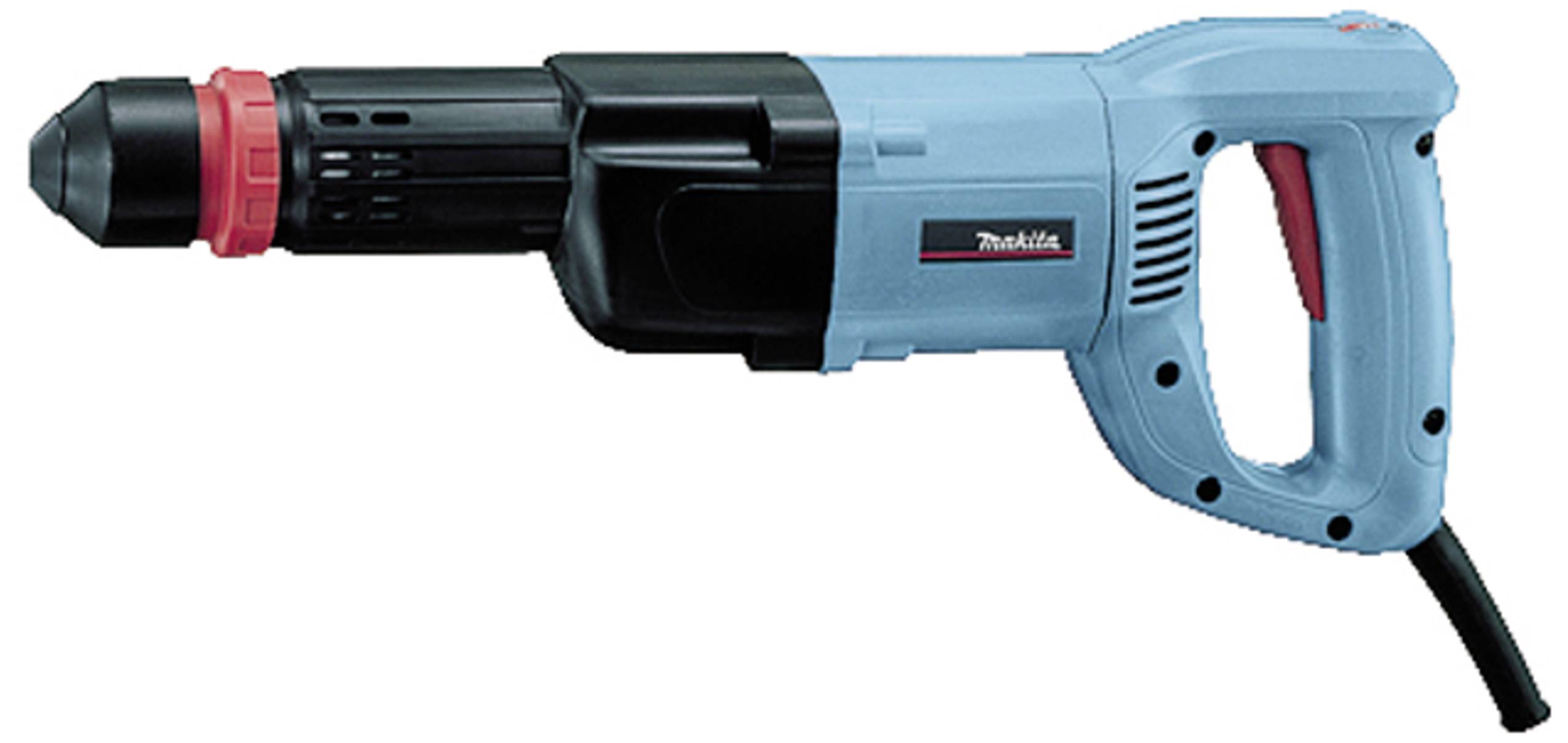 Ein elektrischer Bohrhammer in Blau und Schwarz mit rotem Ring und schwarzem Griff, geeignet für schwere Bohrarbeiten.