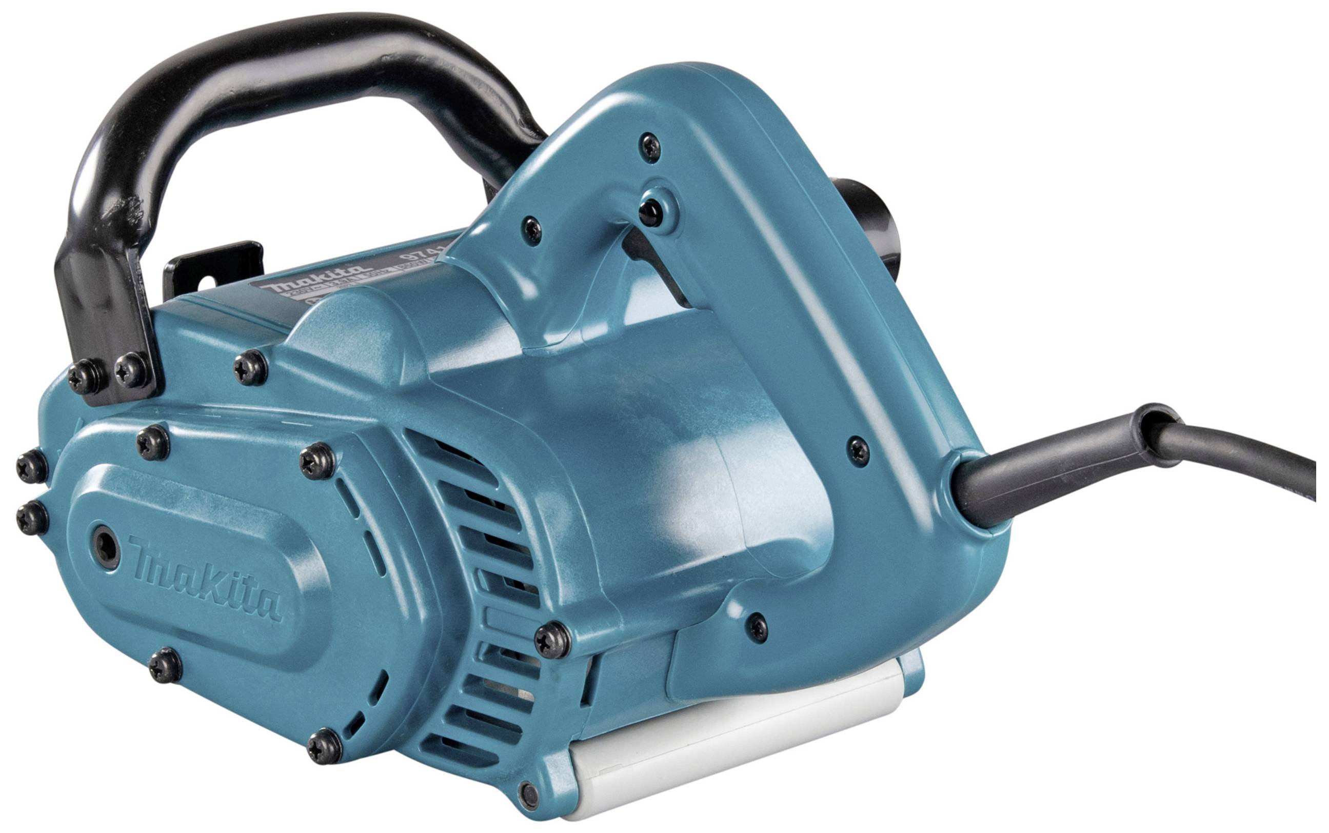 Elektrisches Handwerkzeug in Blau, ergonomisches Design mit schwarzem Griff und Kabelanschluss, geeignet für Bau- oder Heimwerkerarbeiten.