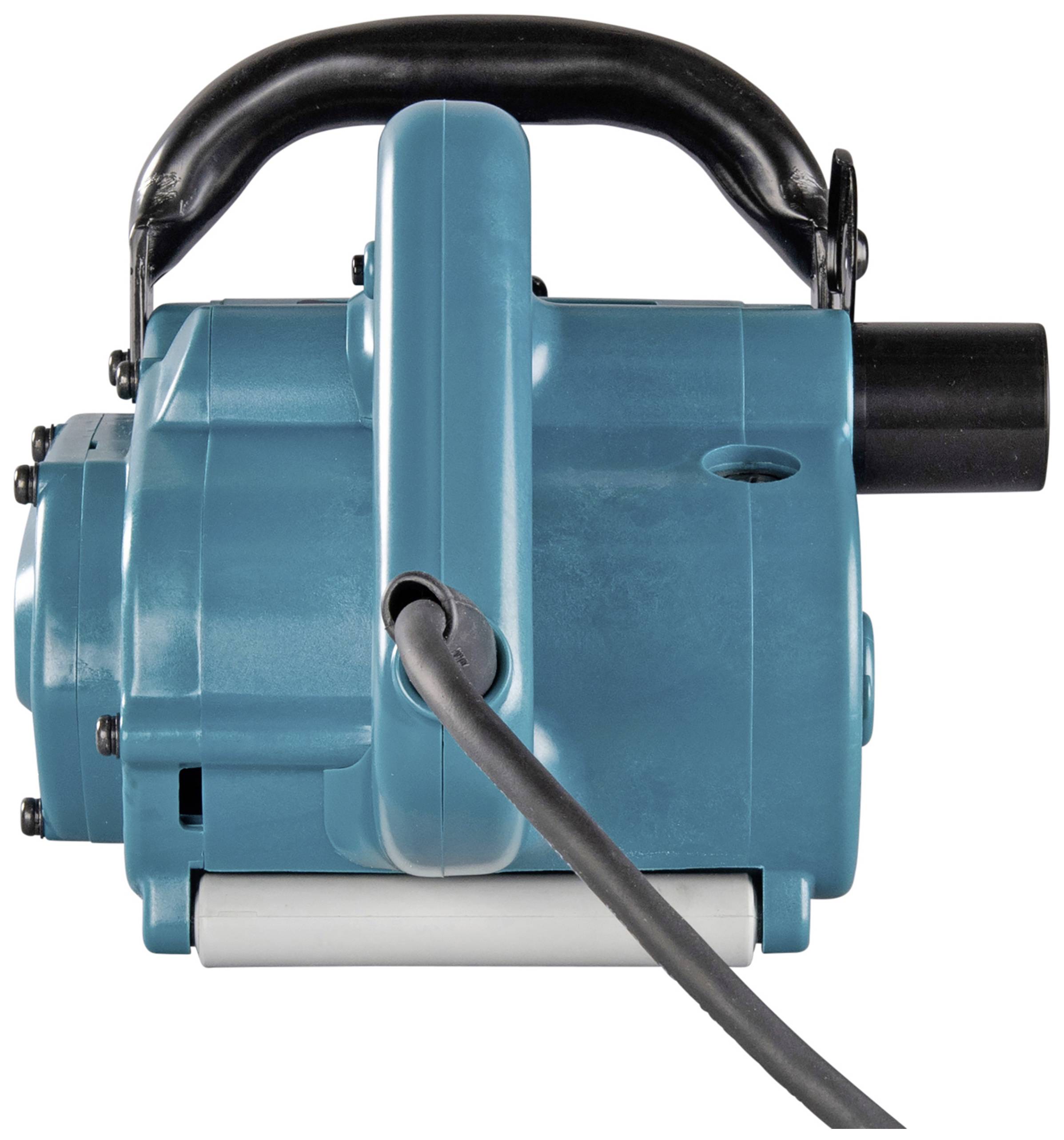 Elektrisches Handgerät mit blauem Gehäuse und schwarzem Griff, Kabelanschluss unten sichtbar, vermutlich ein Elektrowerkzeug.