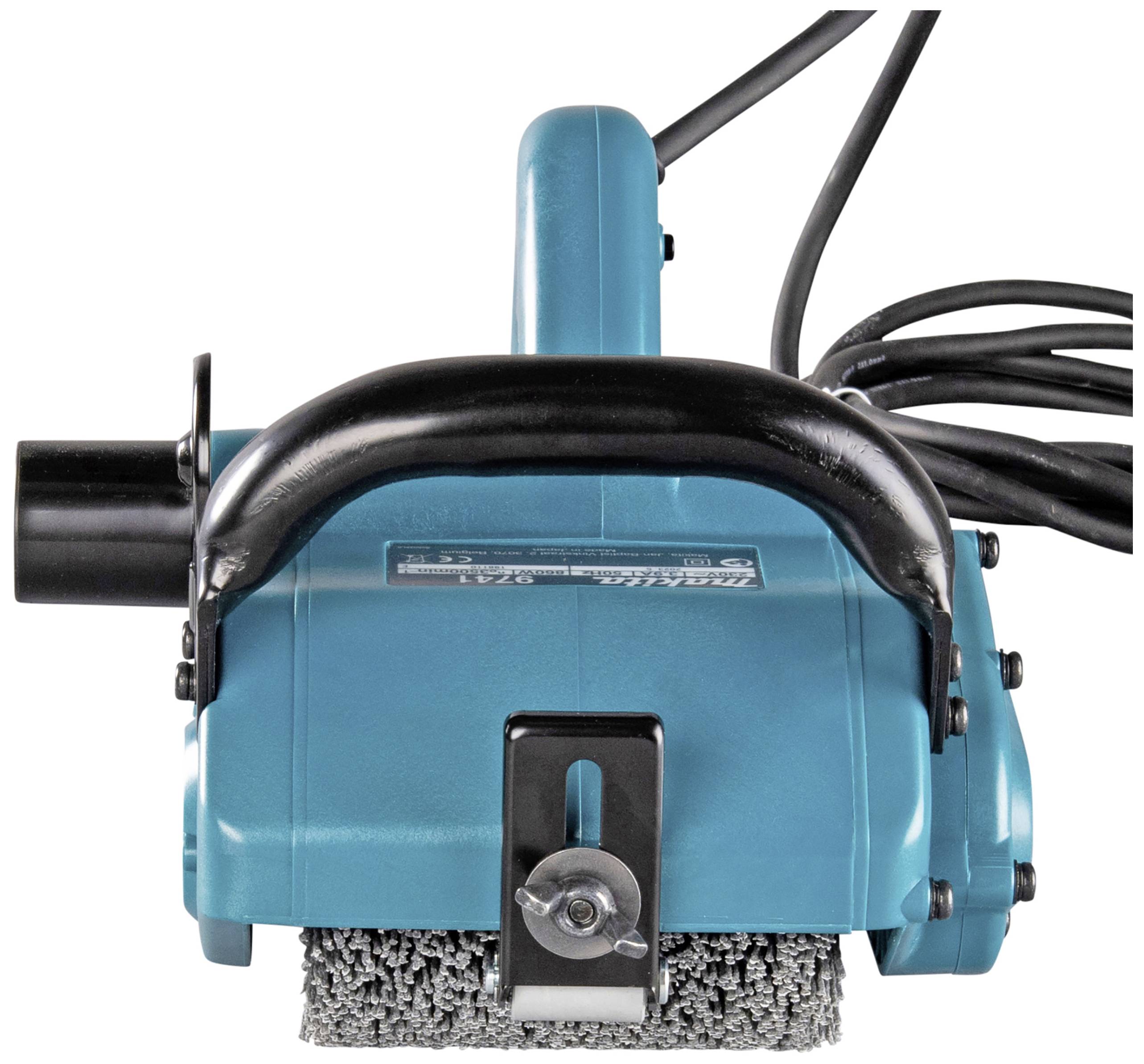 Elektrisches Handwerkzeug mit metallischer Bürste und schwarzem Griff, zum Schleifen oder Reinigen von Oberflächen.