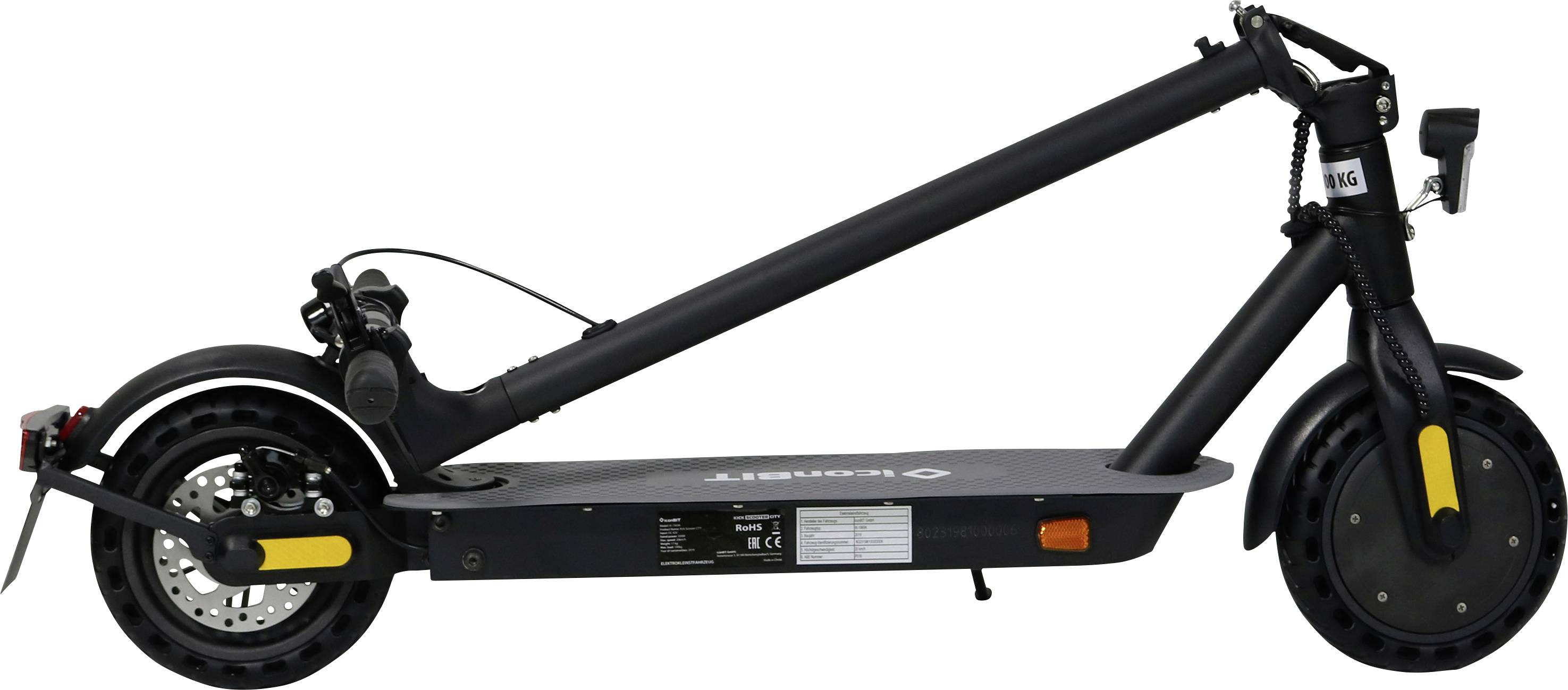 iconBIT Kick Scooter CITY E-Scooter Schwarz Lithium 36 V 7.5 Ah Straßenzulassung: Deutschland