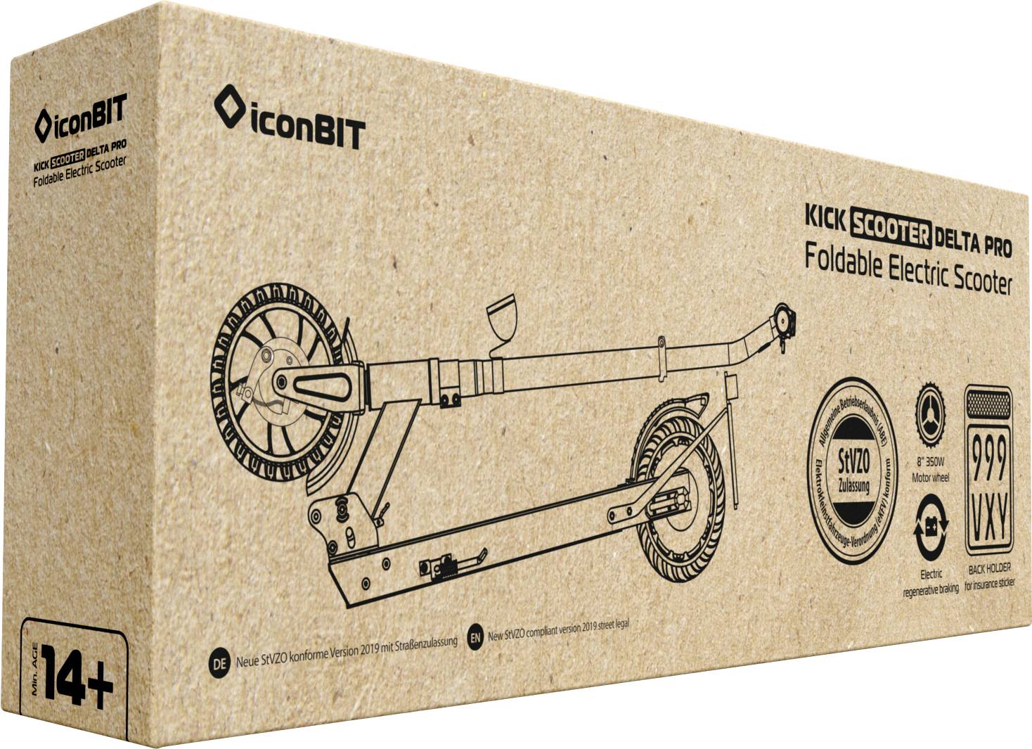 iconBIT Kick Scooter DELTA PRO E-Scooter Schwarz Lithium 36 V 5.2 Ah Straßenzulassung: Deutschland