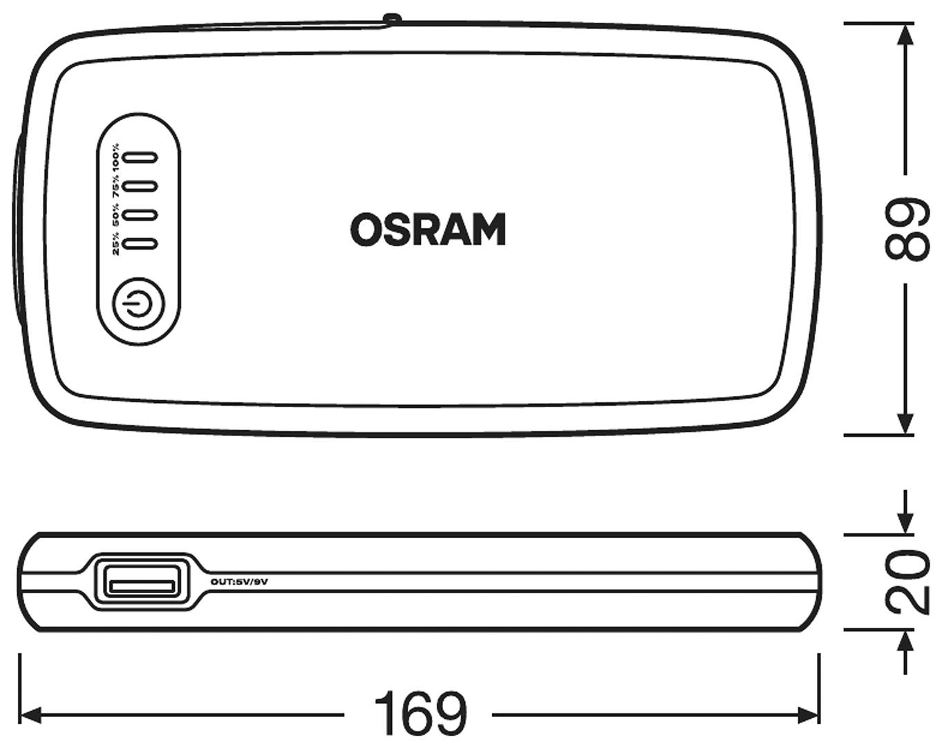 Osram Automotive Schnellstartsystem BATTERYstart 200 OBSL200 Starthilfestrom (12 V)=150A USB-Steckdose 1x