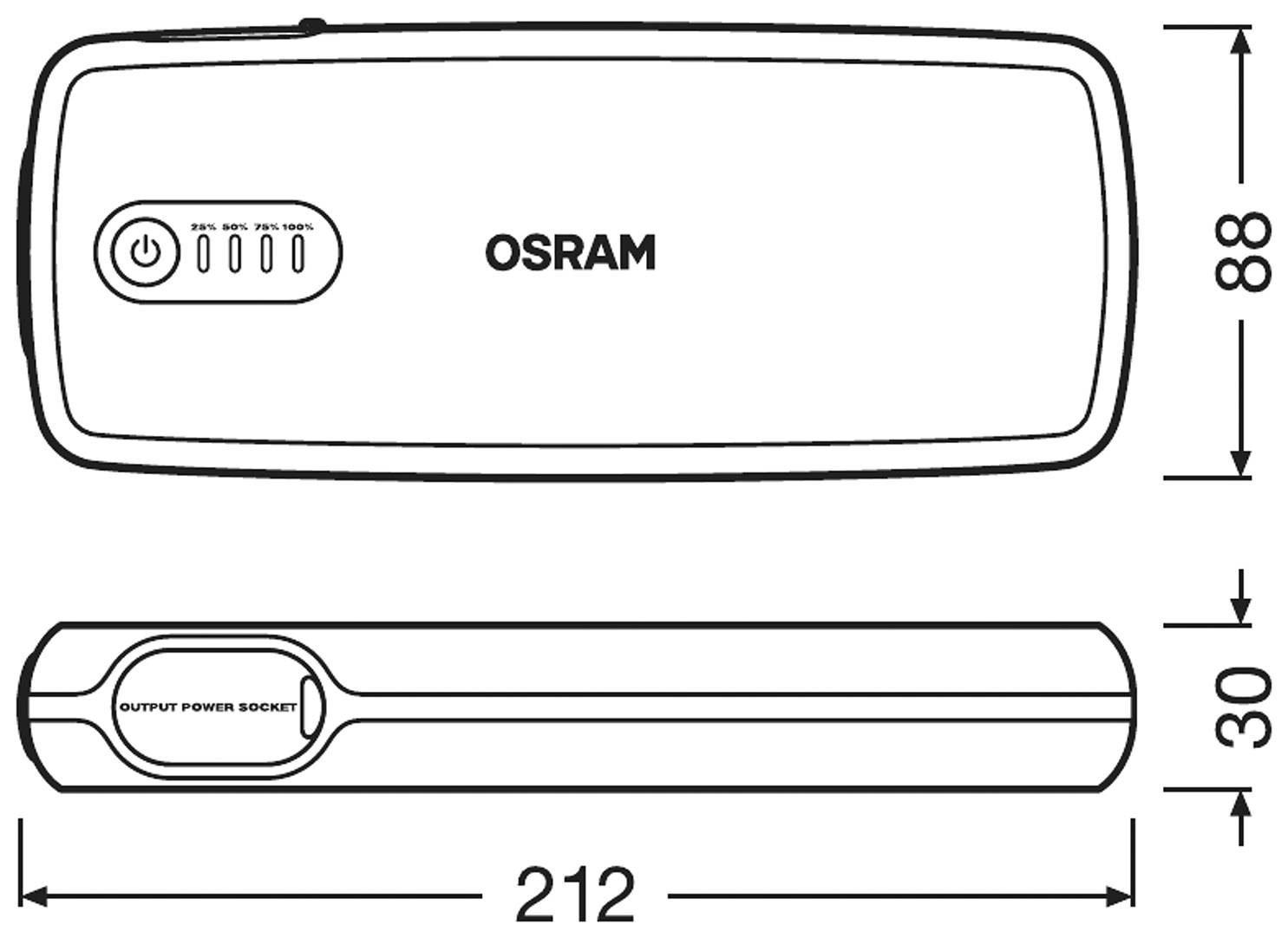 Osram Automotive Schnellstartsystem BATTERYstart 400 OBSL400 Starthilfestrom (12 V)=400A USB-Steckdose 2x