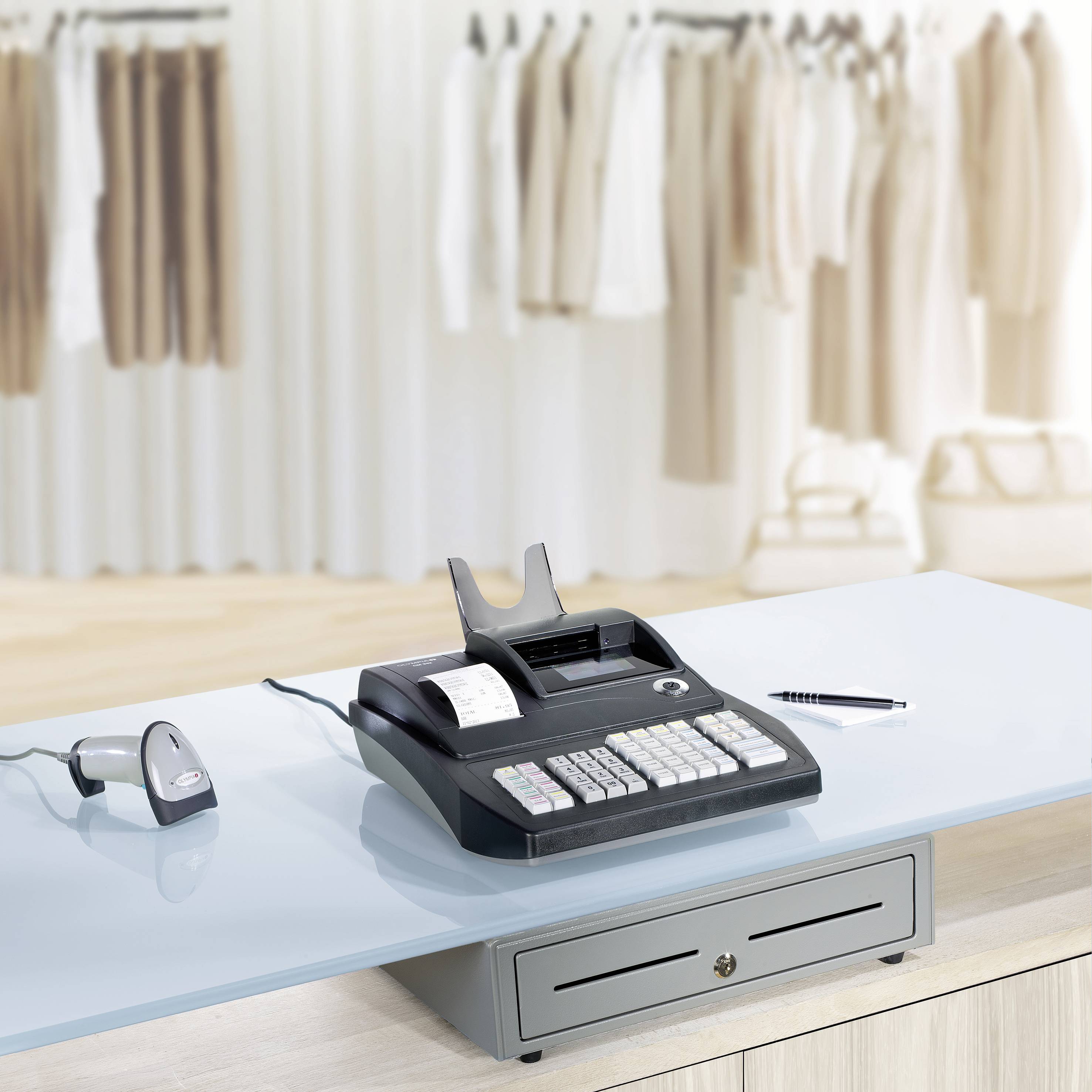 Olympia CM 942 TSE Registrierkasse Dunkelgrau Hintergrundbeleuchtung, über PC programmierbar