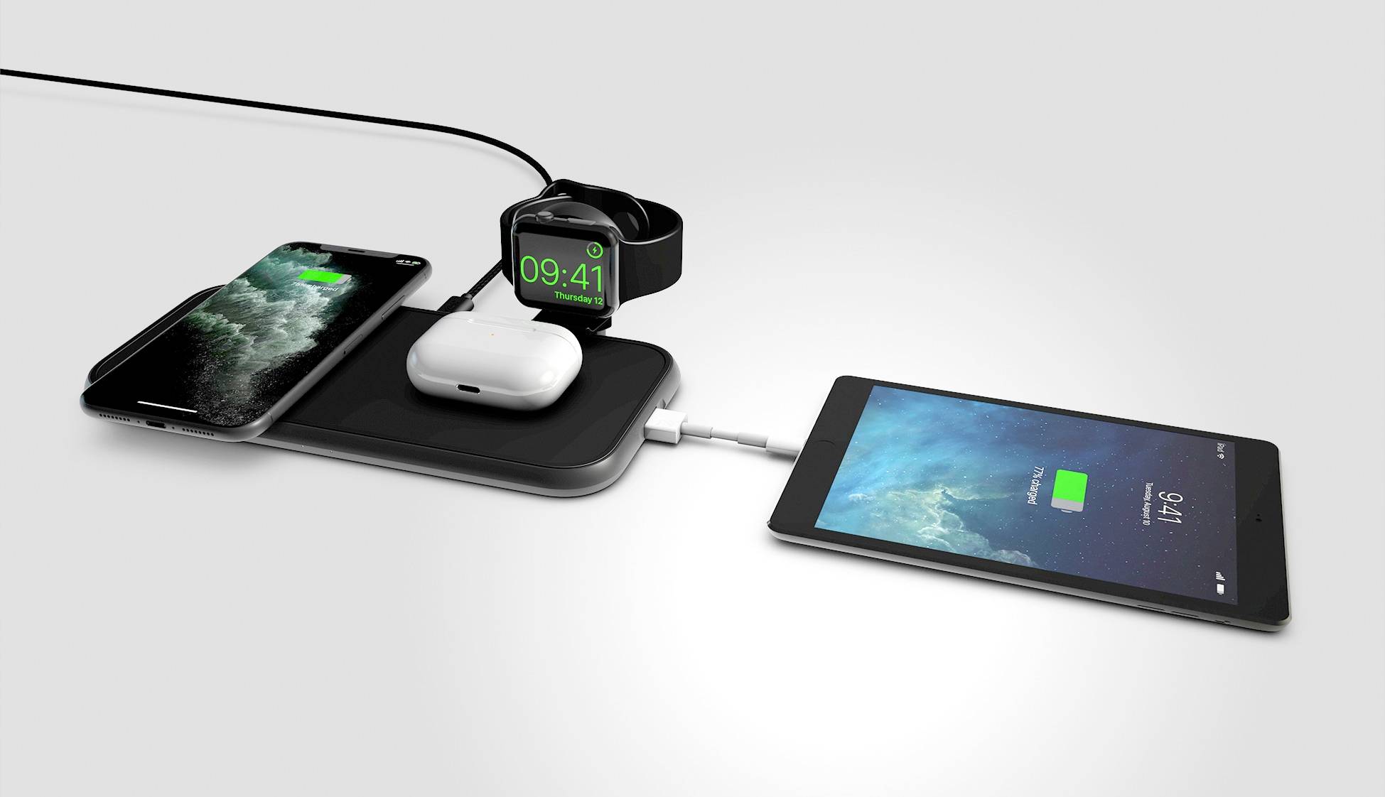 ZENS Induktions-Ladegerät Aluminium Series 4 in 1 Wireless Charger + Watch ZEDC14B Schwarz