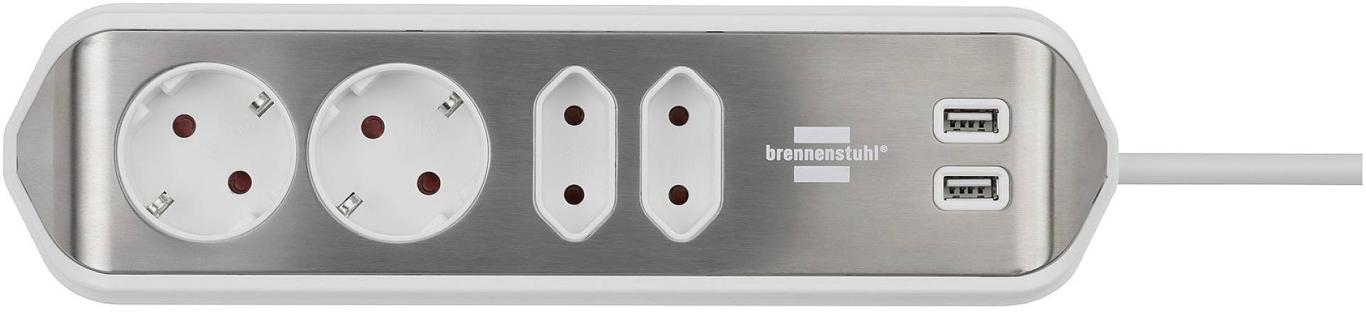 Brennenstuhl 1153590420 Tischsteckdose 1 Stück Silber, Weiß Schutzkontakt 1St.