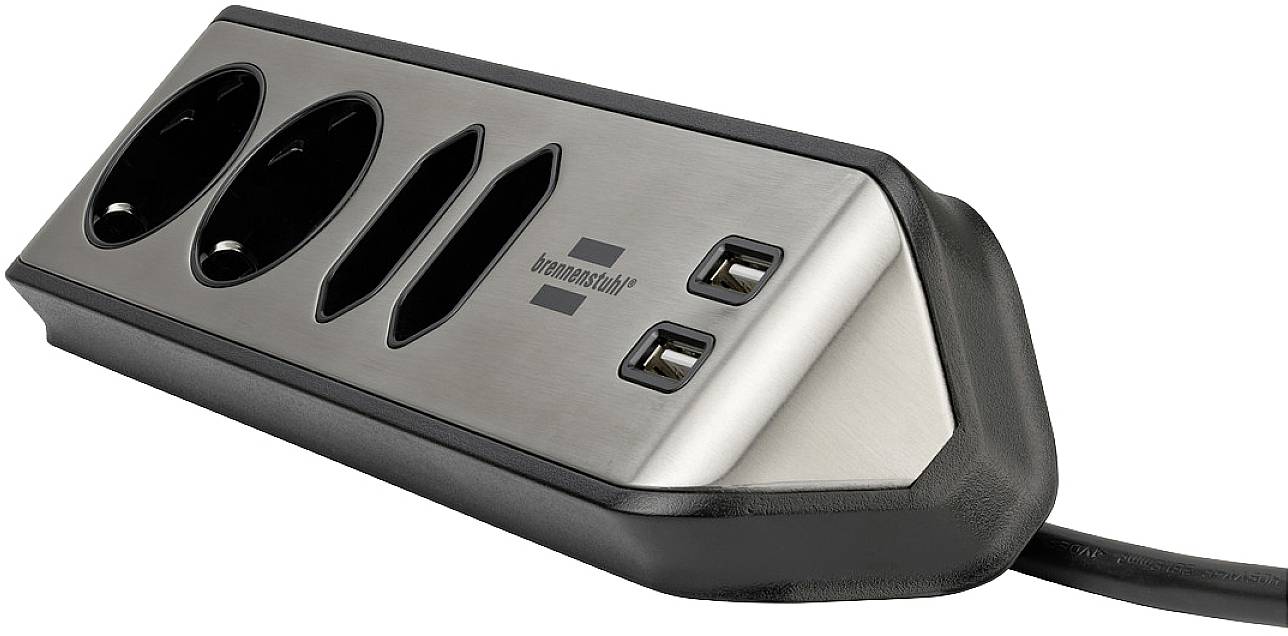 Brennenstuhl 1153590410 Tischsteckdose 1 Stück Silber, Schwarz Schutzkontakt 1St.