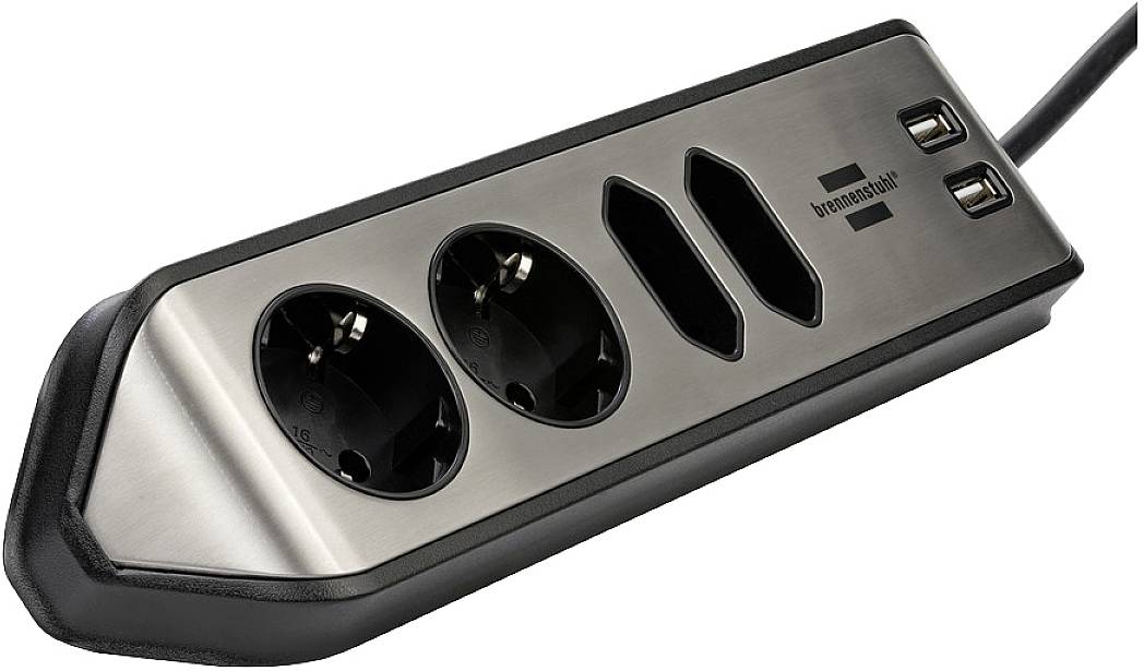 Brennenstuhl 1153590410 Tischsteckdose 1 Stück Silber, Schwarz Schutzkontakt 1 St.