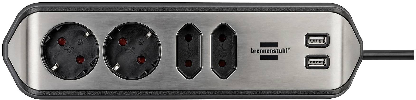 Brennenstuhl 1153590410 Tischsteckdose 1 Stück Silber, Schwarz Schutzkontakt 1St.