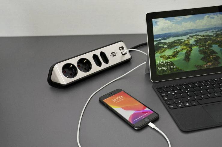 Brennenstuhl 1153590410 Tischsteckdose 1 Stück Silber, Schwarz Schutzkontakt 1St.