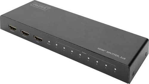 DS-45326 8 Port HDMI-Splitter LED-Anzeige, Metallgehäuse, Ultra HD-fähig, mit Status-LEDs