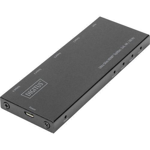 Digitus DS-45323 4 Port HDMI-Splitter LED-Anzeige, Metallgehäuse, Ultra HD-fähig 4096 x 2160 Pixel