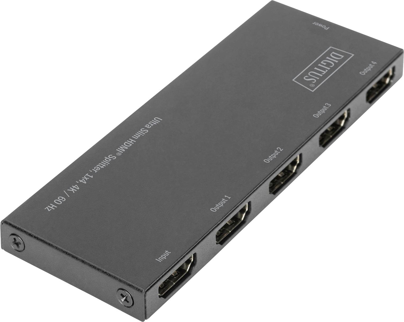 Digitus DS-45323 4 Port HDMI-Splitter LED-Anzeige, Metallgehäuse, Ultra HD-fähig 4096 x 2160 Pixel Schwarz