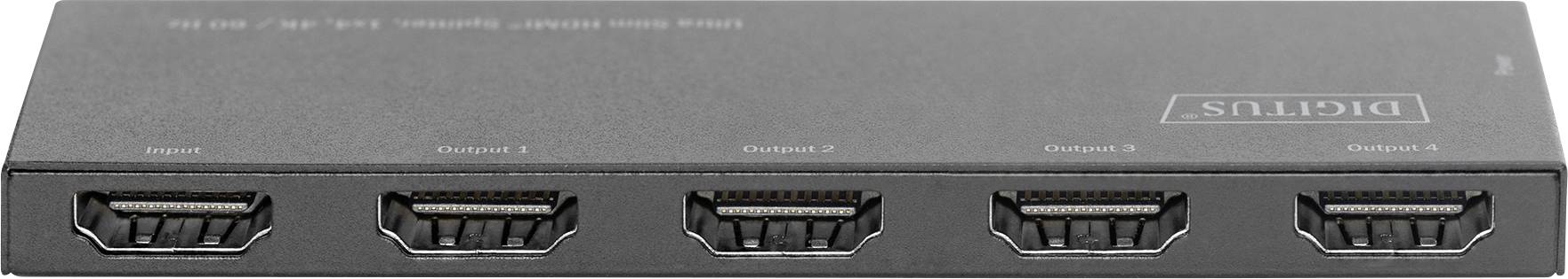 Digitus DS-45323 4 Port HDMI-Splitter LED-Anzeige, Metallgehäuse, Ultra HD-fähig 4096 x 2160 Pixel Schwarz