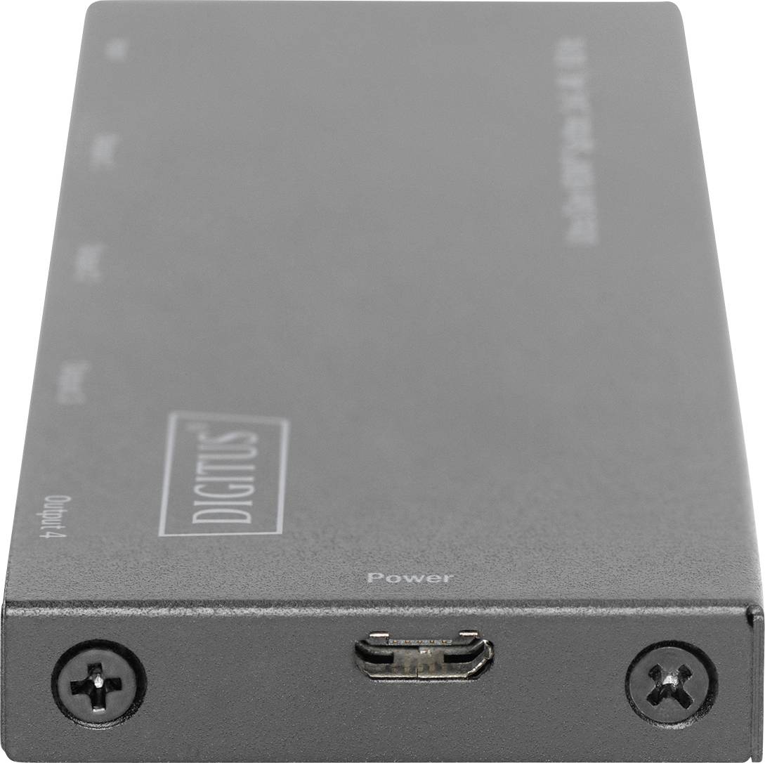 Digitus DS-45323 4 Port HDMI-Splitter LED-Anzeige, Metallgehäuse, Ultra HD-fähig 4096 x 2160 Pixel Schwarz
