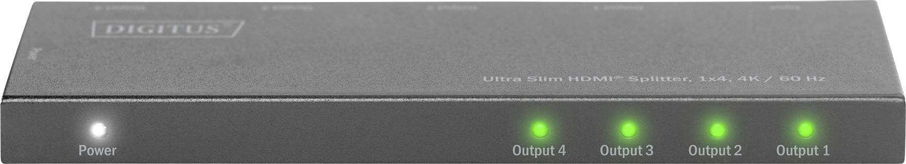 Digitus DS-45323 4 Port HDMI-Splitter LED-Anzeige, Metallgehäuse, Ultra HD-fähig 4096 x 2160 Pixel Schwarz
