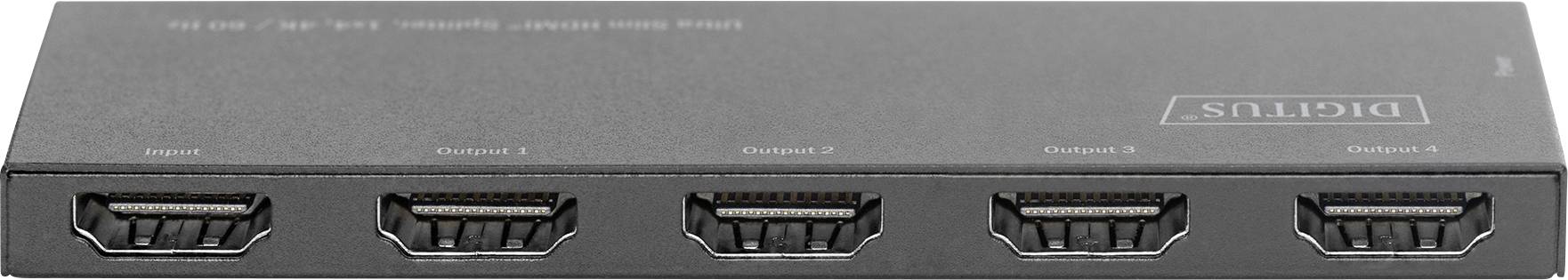 Digitus DS-45323 4 Port HDMI-Splitter LED-Anzeige, Metallgehäuse, Ultra HD-fähig 4096 x 2160 Pixel Schwarz