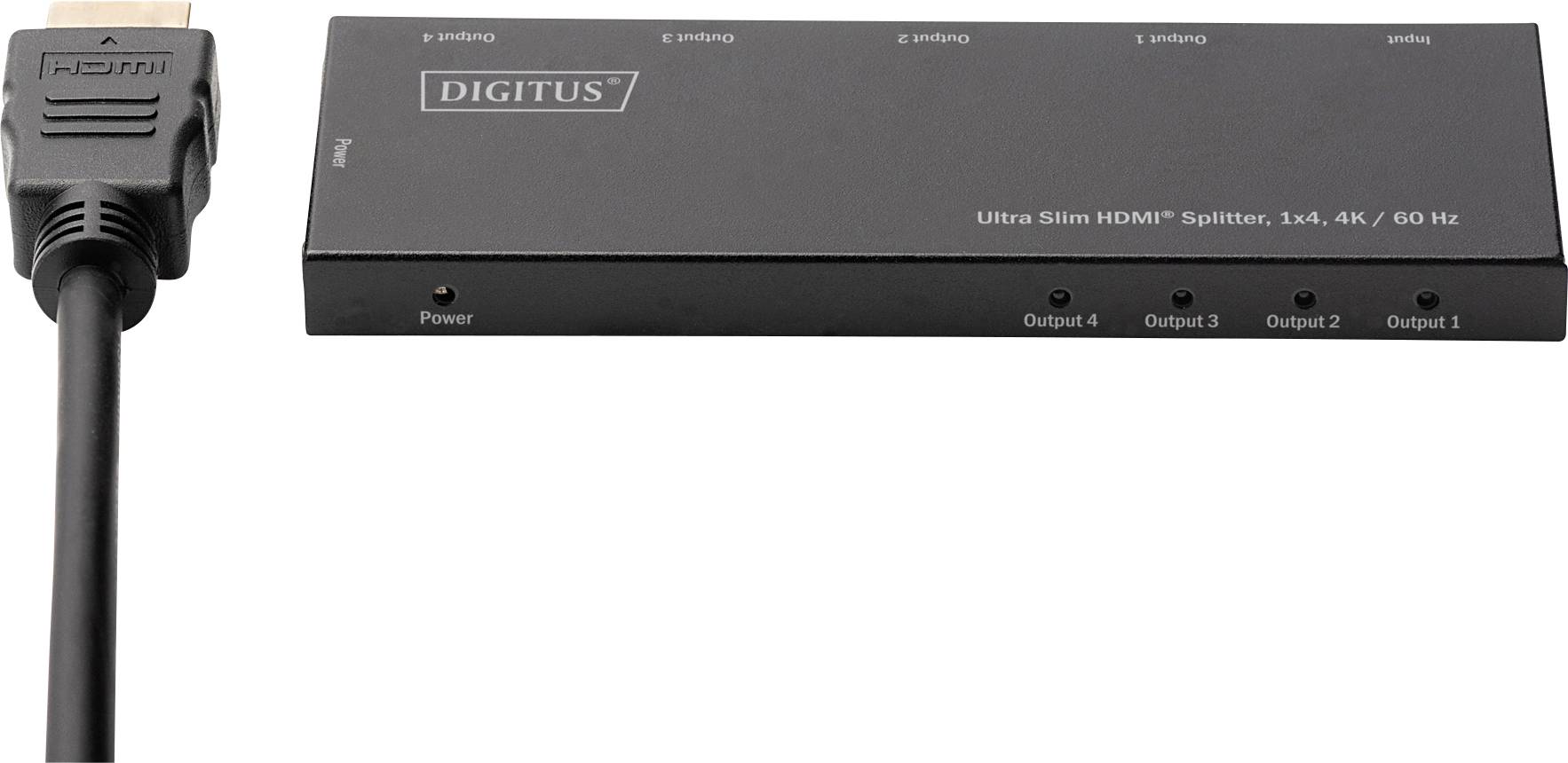 Digitus DS-45323 4 Port HDMI-Splitter LED-Anzeige, Metallgehäuse, Ultra HD-fähig 4096 x 2160 Pixel Schwarz