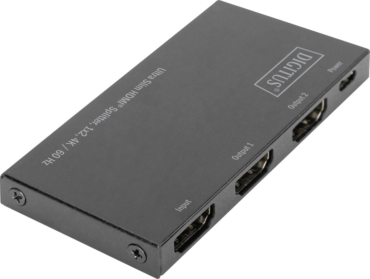 Digitus DS-45322 2 Port HDMI-Splitter LED-Anzeige, Metallgehäuse, Ultra HD-fähig 4096 x 2160 Pixel Schwarz