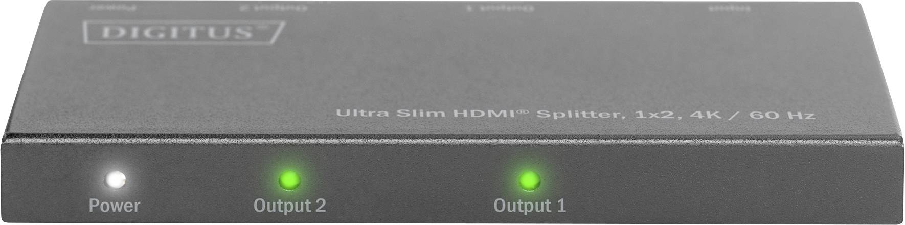 Digitus DS-45322 2 Port HDMI-Splitter LED-Anzeige, Metallgehäuse, Ultra HD-fähig 4096 x 2160 Pixel Schwarz