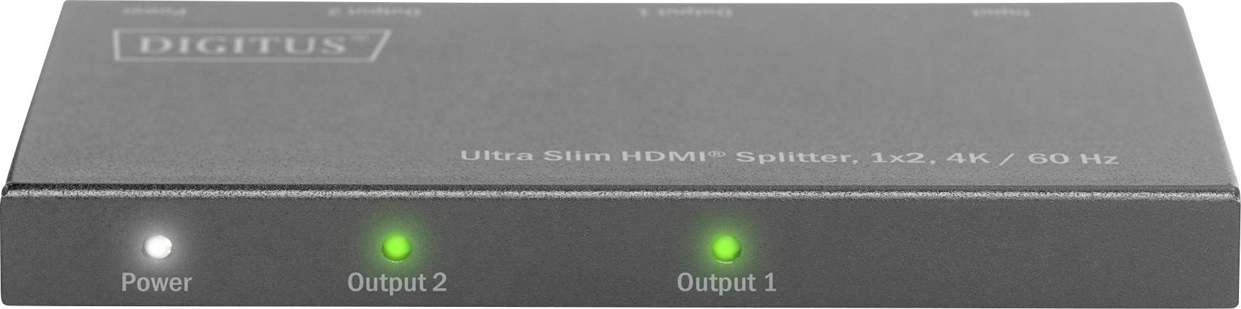 Digitus DS-45322 2 Port HDMI-Splitter LED-Anzeige, Metallgehäuse, Ultra HD-fähig 4096 x 2160 Pixel Schwarz