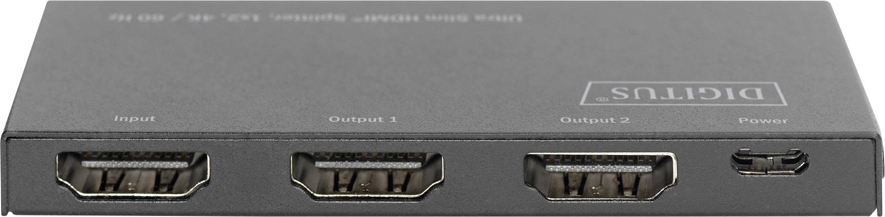 Digitus DS-45322 2 Port HDMI-Splitter LED-Anzeige, Metallgehäuse, Ultra HD-fähig 4096 x 2160 Pixel Schwarz