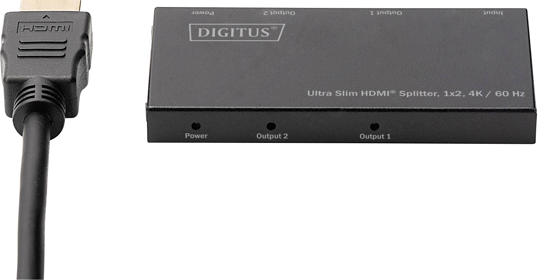 Digitus DS-45322 2 Port HDMI-Splitter LED-Anzeige, Metallgehäuse, Ultra HD-fähig 4096 x 2160 Pixel Schwarz