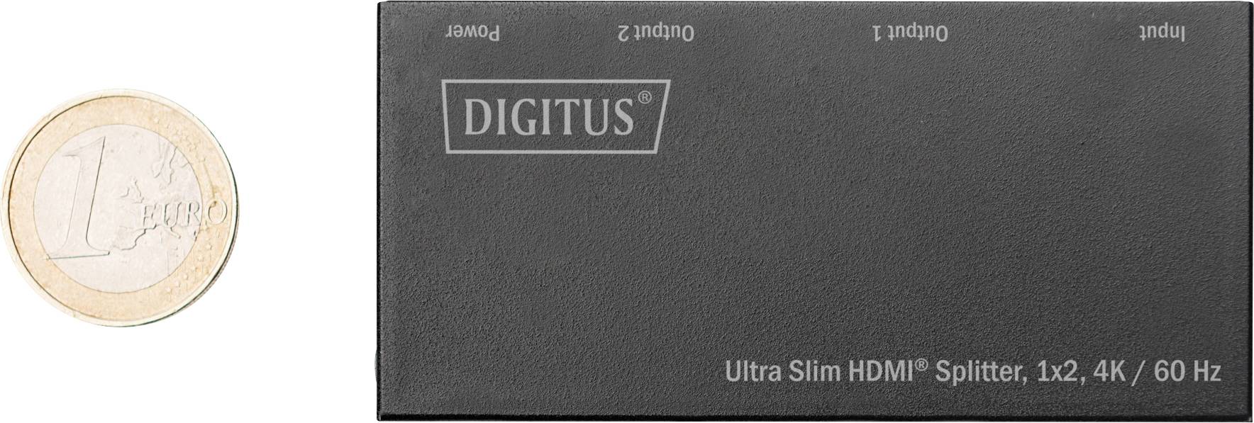 Digitus DS-45322 2 Port HDMI-Splitter LED-Anzeige, Metallgehäuse, Ultra HD-fähig 4096 x 2160 Pixel Schwarz